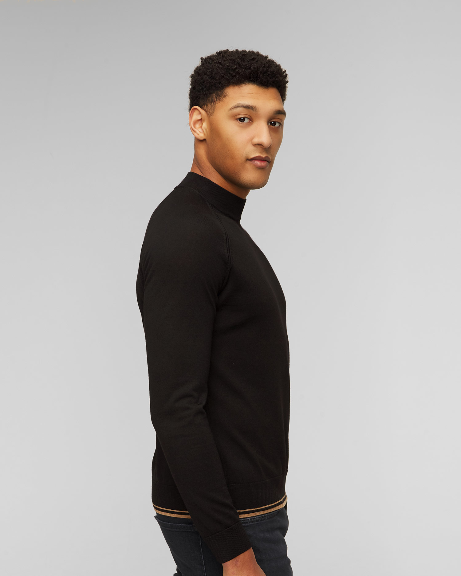 Pulover din lână pentru bărbați Hugo Boss Perfino - negru