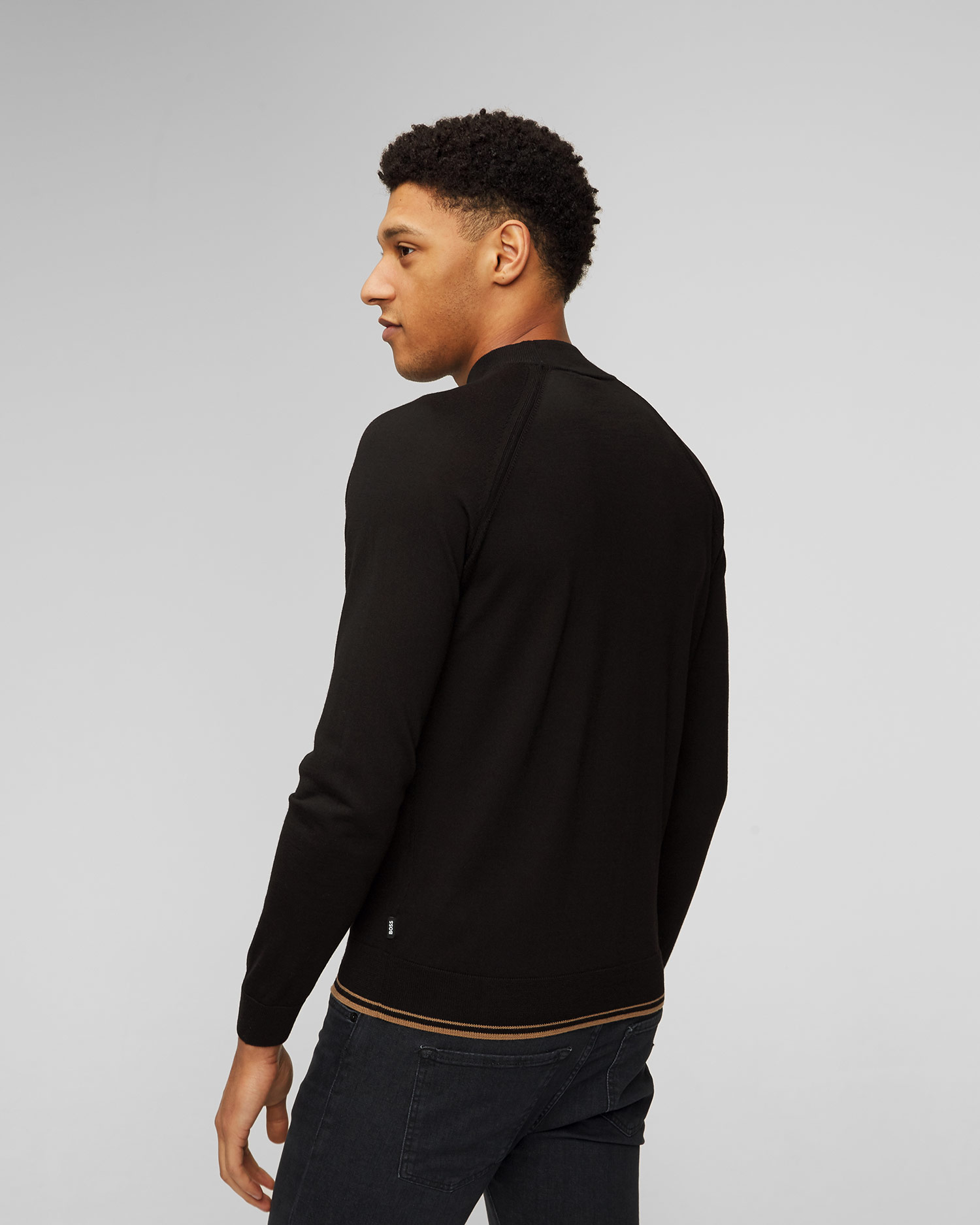 Pulover din lână pentru bărbați Hugo Boss Perfino - negru