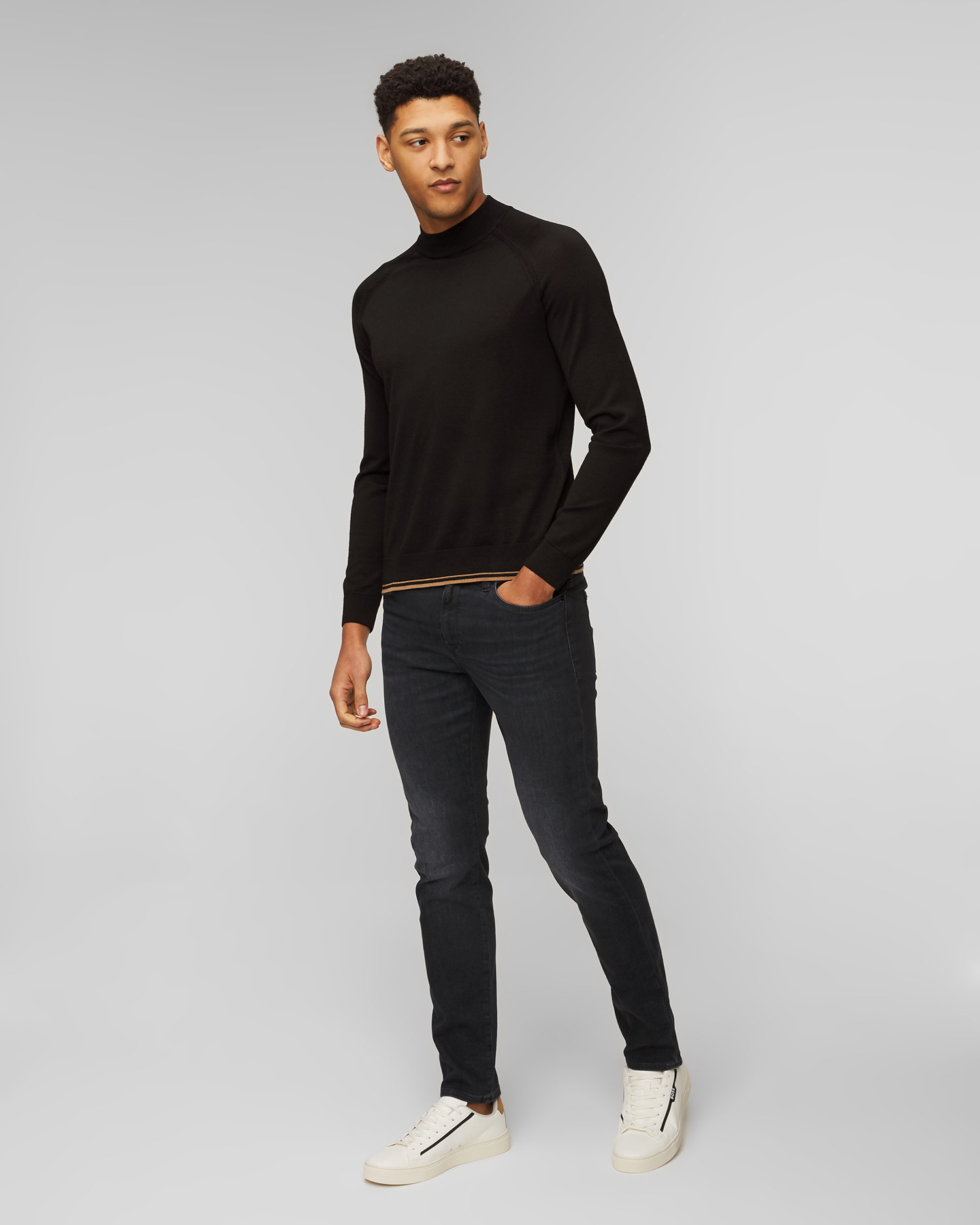 Pulover din lână pentru bărbați Hugo Boss Perfino - negru