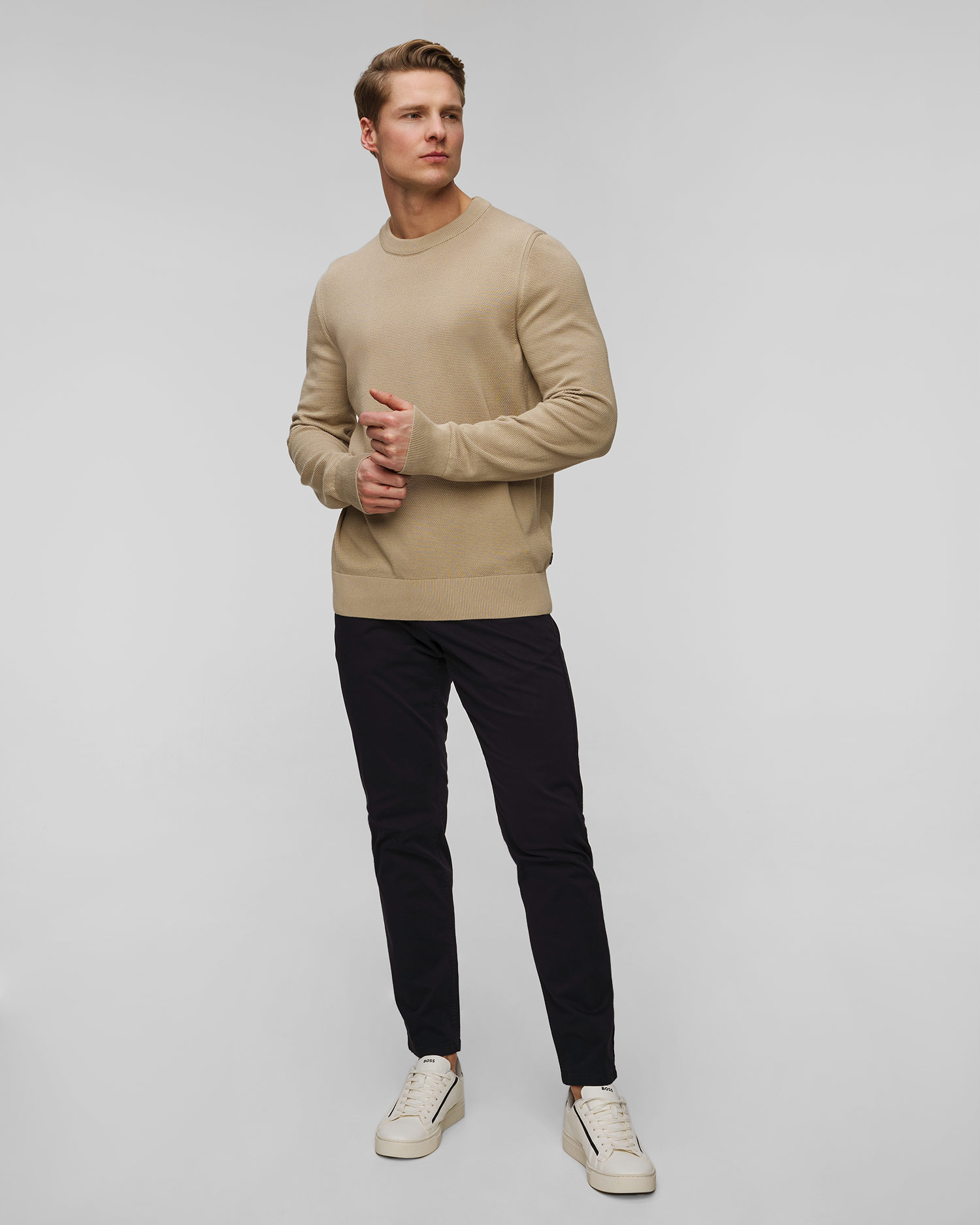 Pánský béžový svetr Hugo Boss Ecaio-P