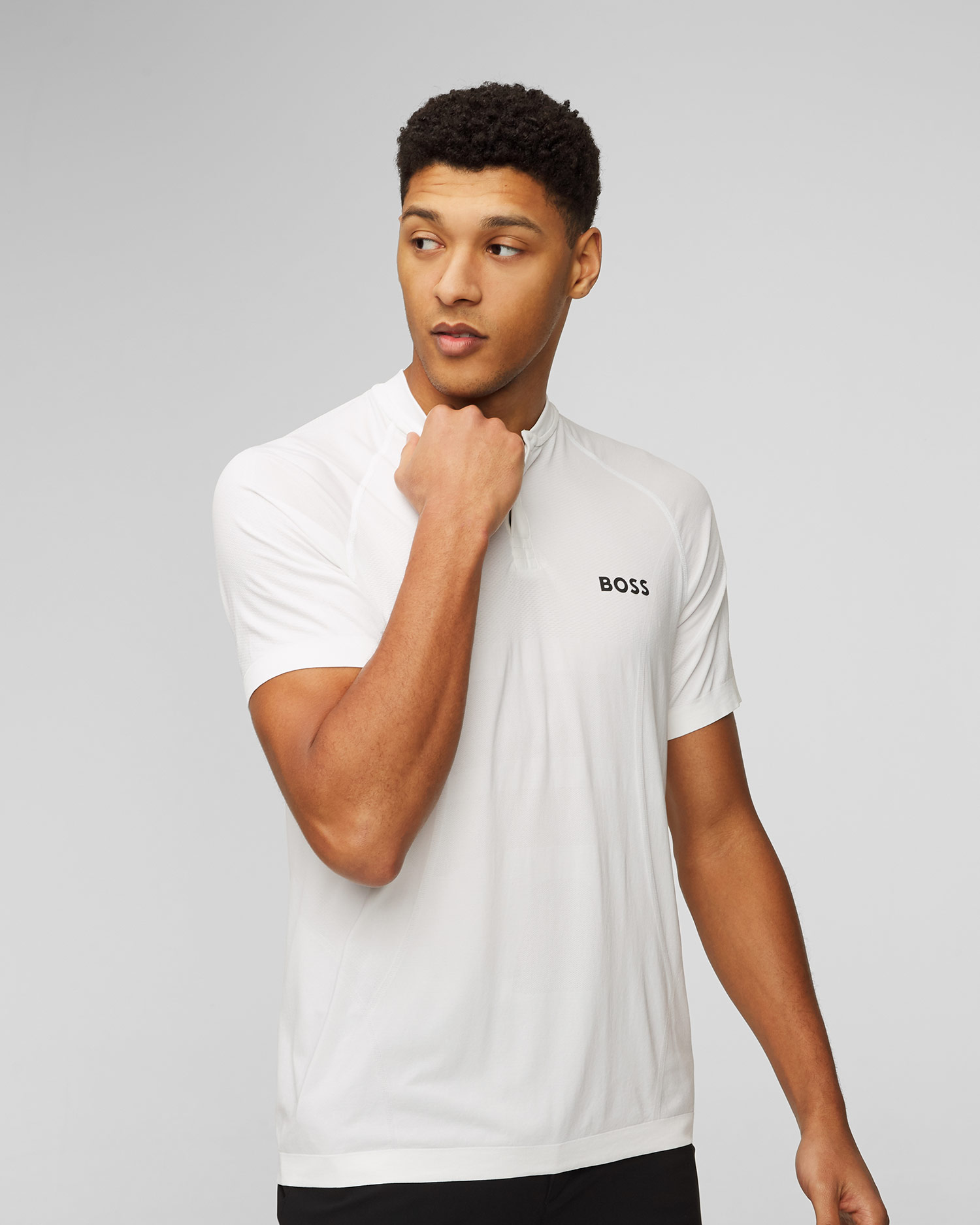 Tricou polo pentru bărbați BOSS X MATTEO BERRETTINI Pariq MB - alb