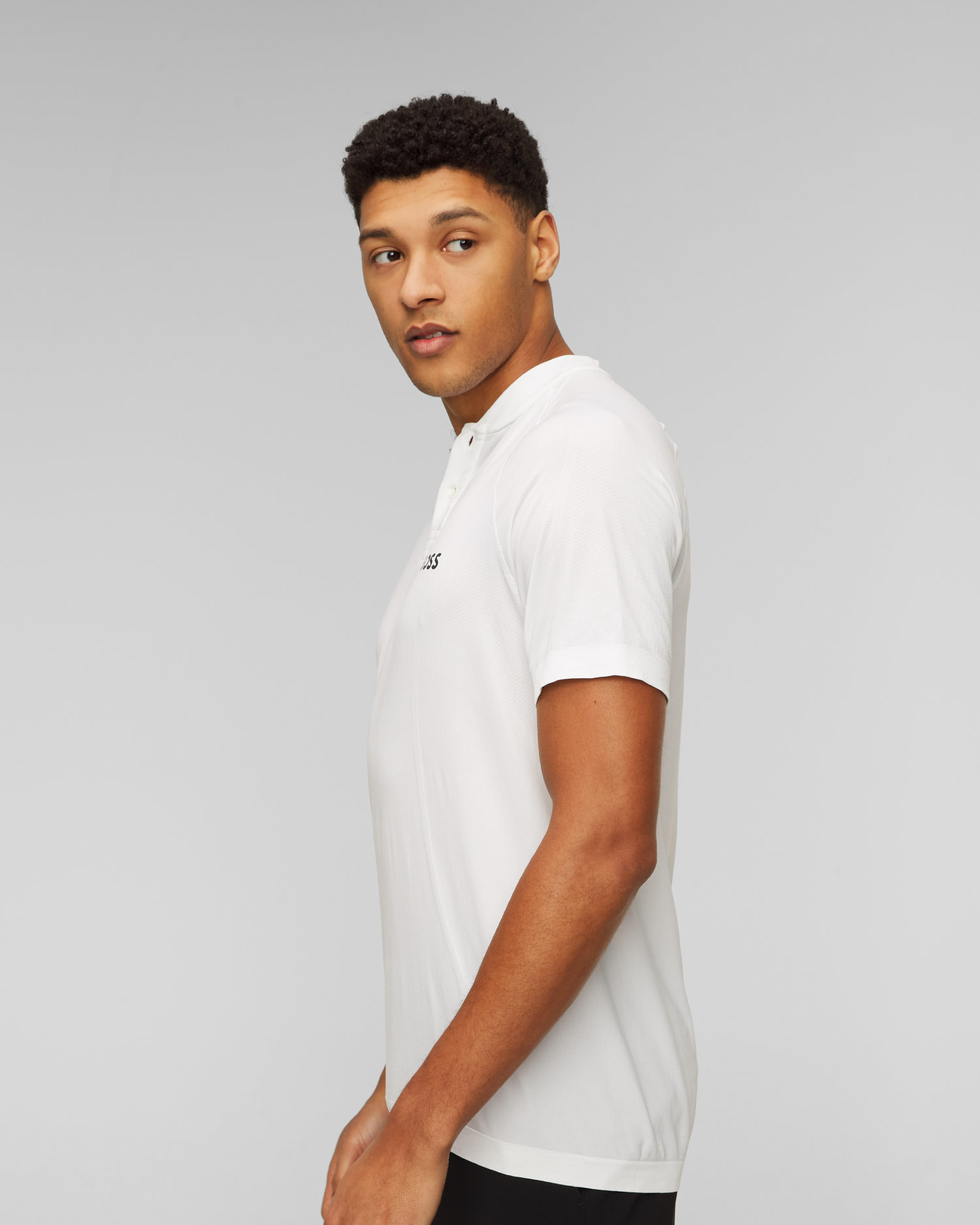Tricou polo pentru bărbați BOSS X MATTEO BERRETTINI Pariq MB - alb