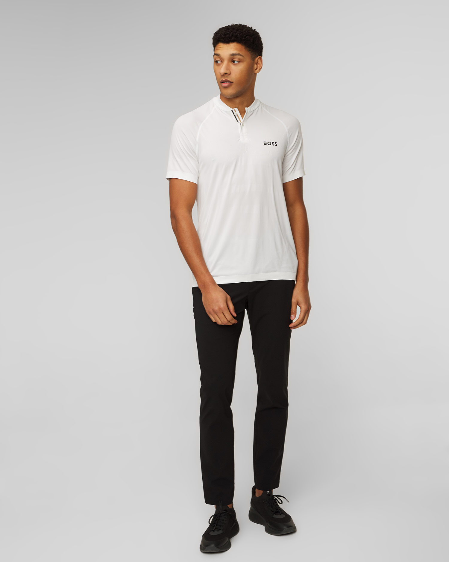 Tricou polo pentru bărbați BOSS X MATTEO BERRETTINI Pariq MB - alb