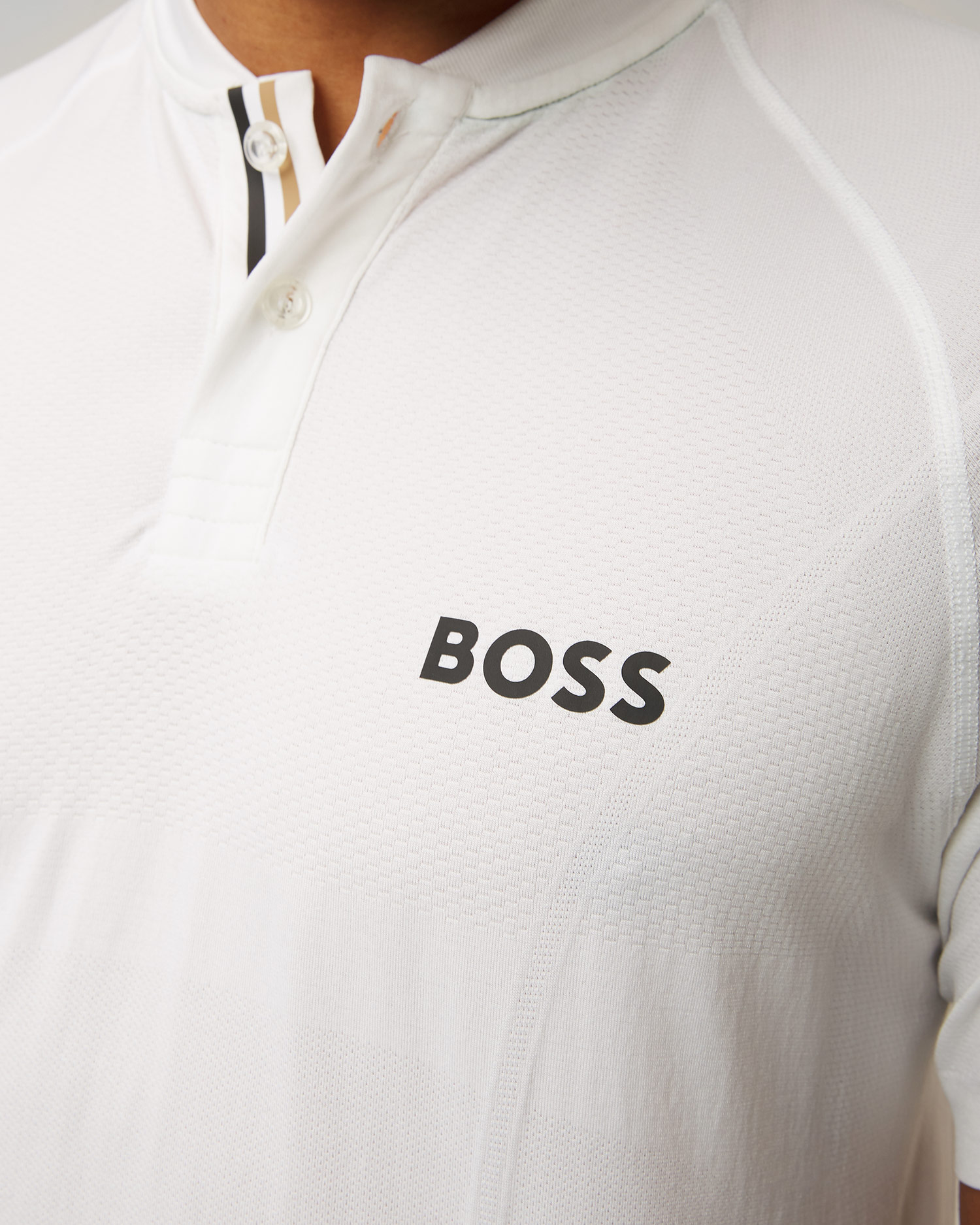 Tricou polo pentru bărbați BOSS X MATTEO BERRETTINI Pariq MB - alb
