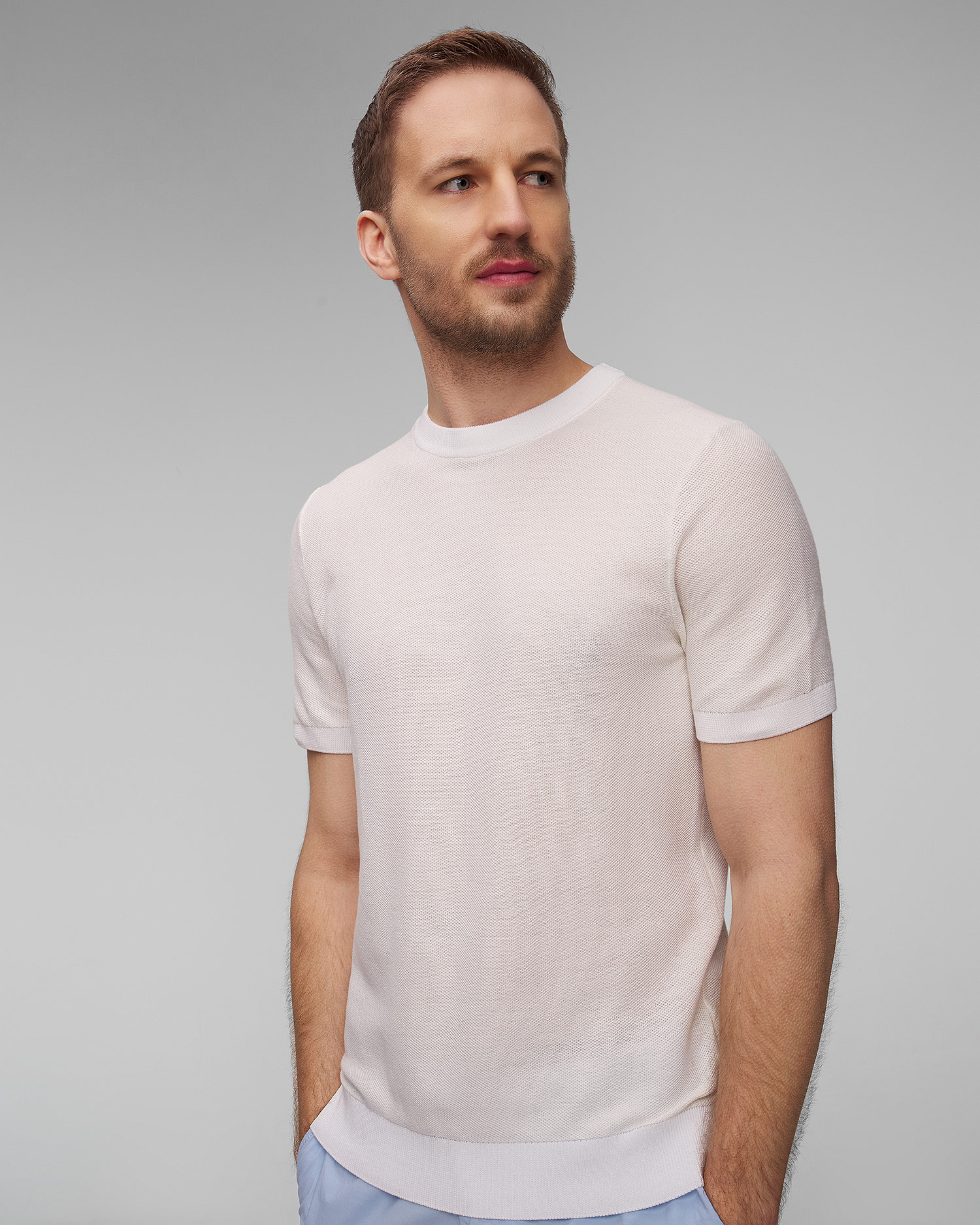 Maglione bianco a maniche corte da uomo Hugo Boss Tantino