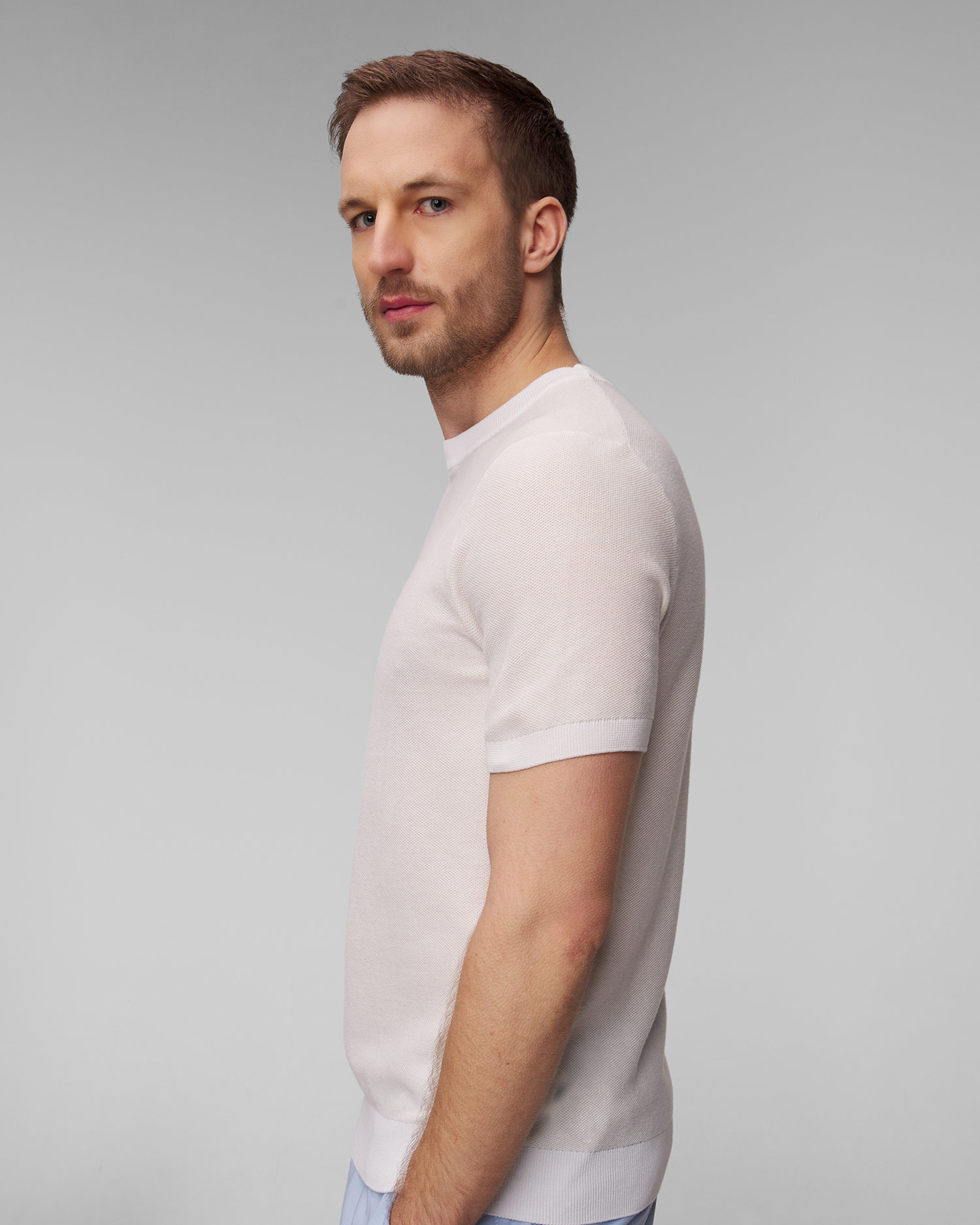 Maglione bianco a maniche corte da uomo Hugo Boss Tantino