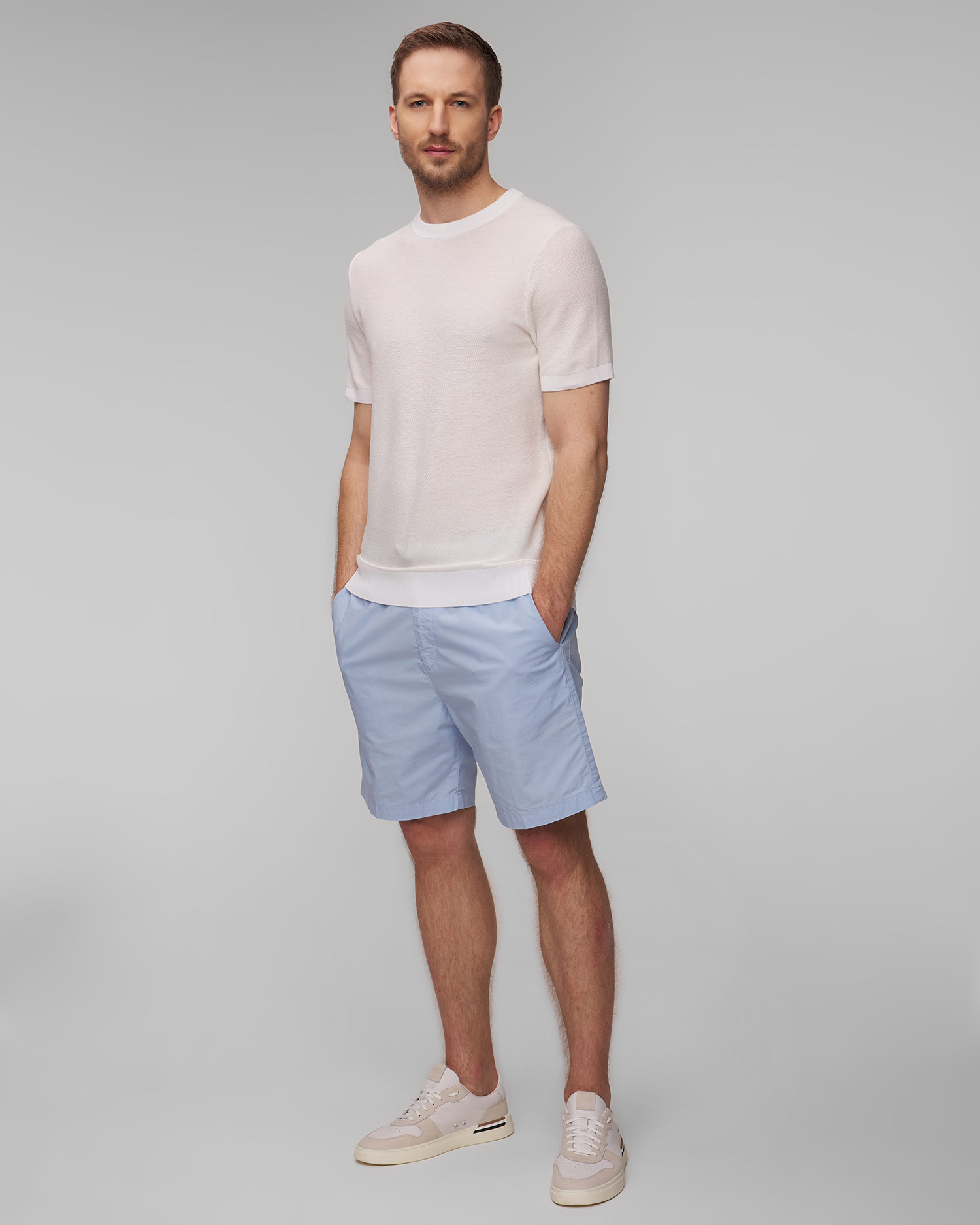 Bílý pánský svetr s krátkými rukávy Hugo Boss Tantino