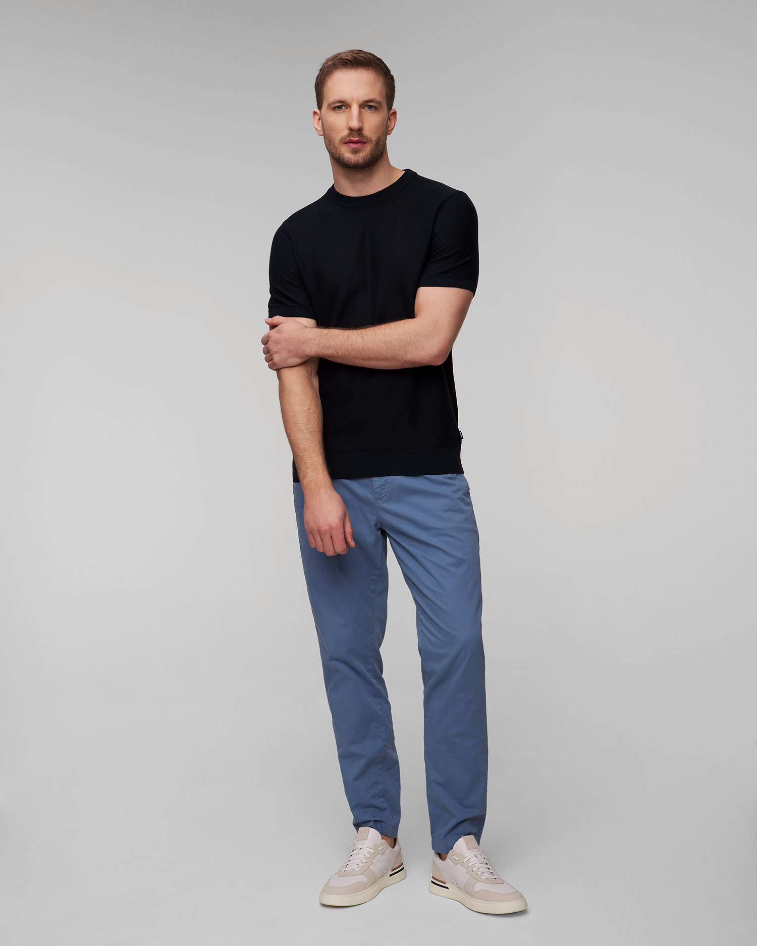 Maglione blu scuro a maniche corte da uomo Hugo Boss Tantino