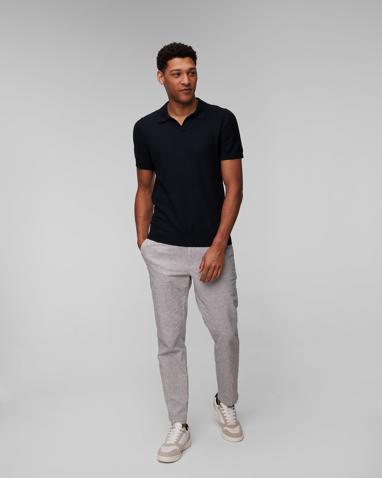 Polo in maglia blu scuro da uomo Hugo Boss Tempio
