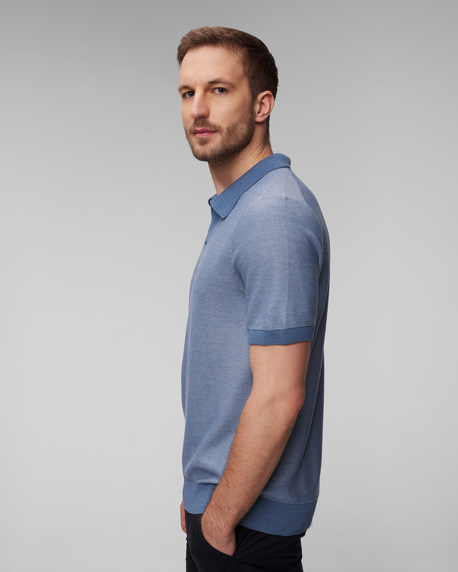 Modré pánské polo z úpletu Hugo Boss Tempio