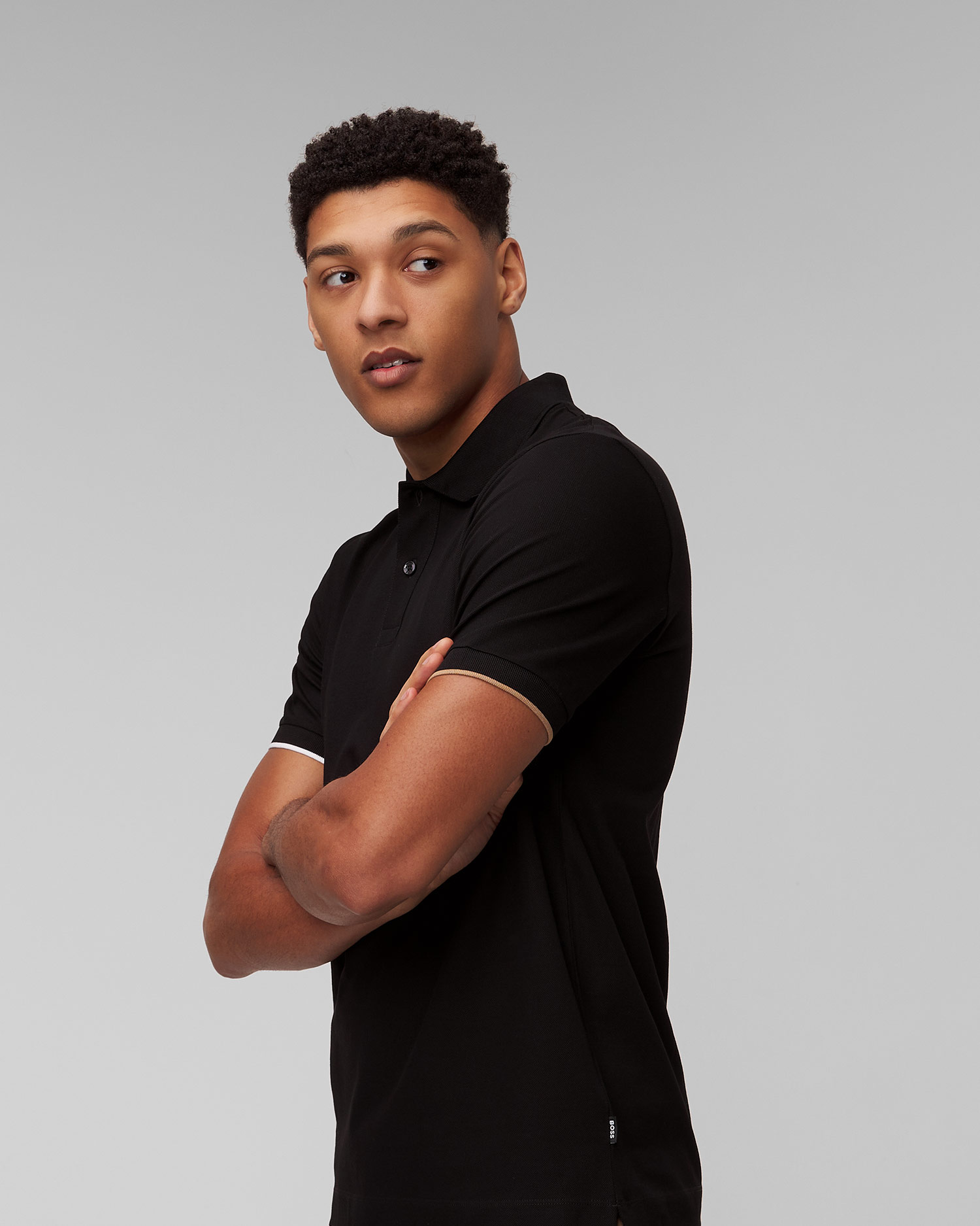 Polo noir pour hommes Hugo Boss Parlay 