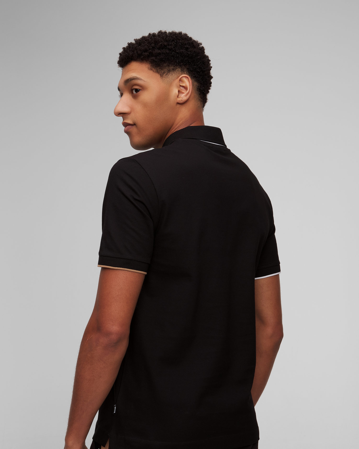 Polo noir pour hommes Hugo Boss Parlay 