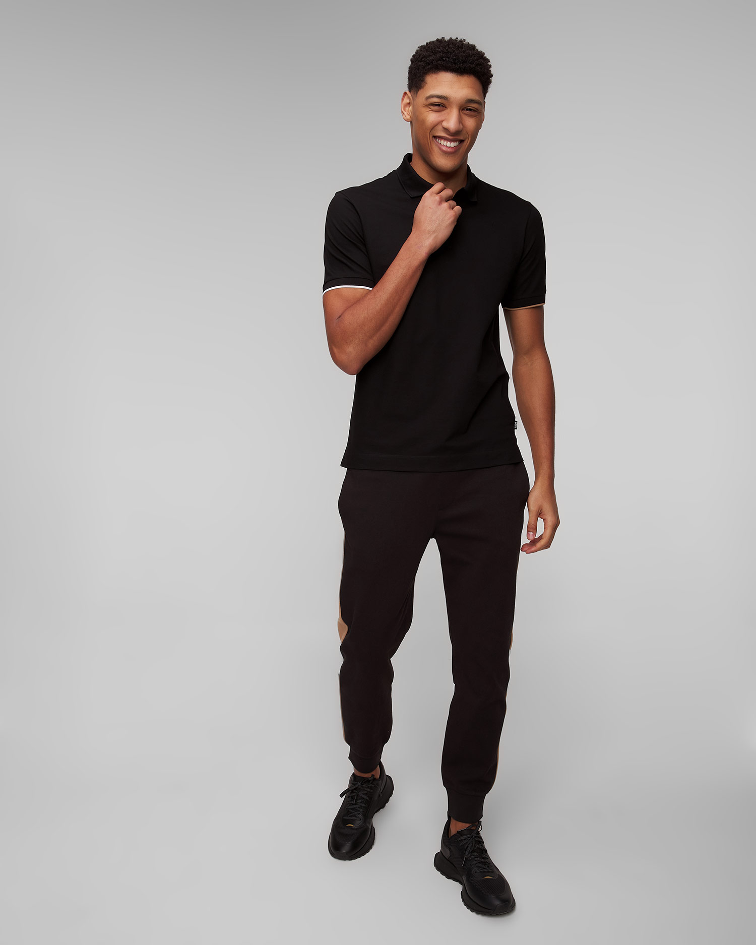 Polo noir pour hommes Hugo Boss Parlay 