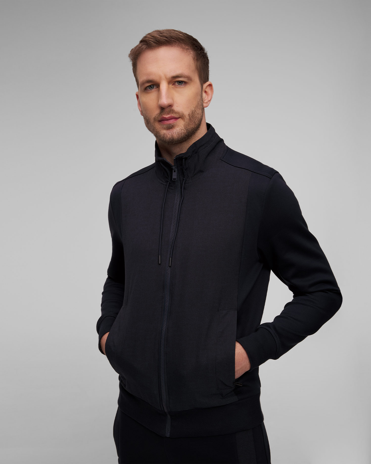 Felpa blu scuro con chiusura da uomo Hugo Boss P-Shepherd