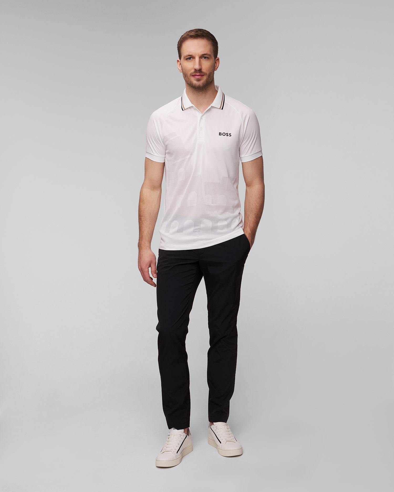 Polo bianca da uomo BOSS X MATTEO BERRETTINI Patteo