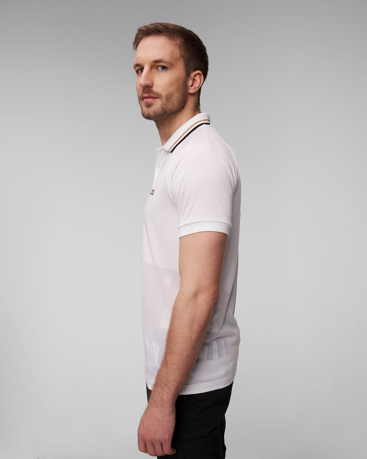 Pánská bílá polokošile BOSS x MATTEO BERRETTINI Patteo