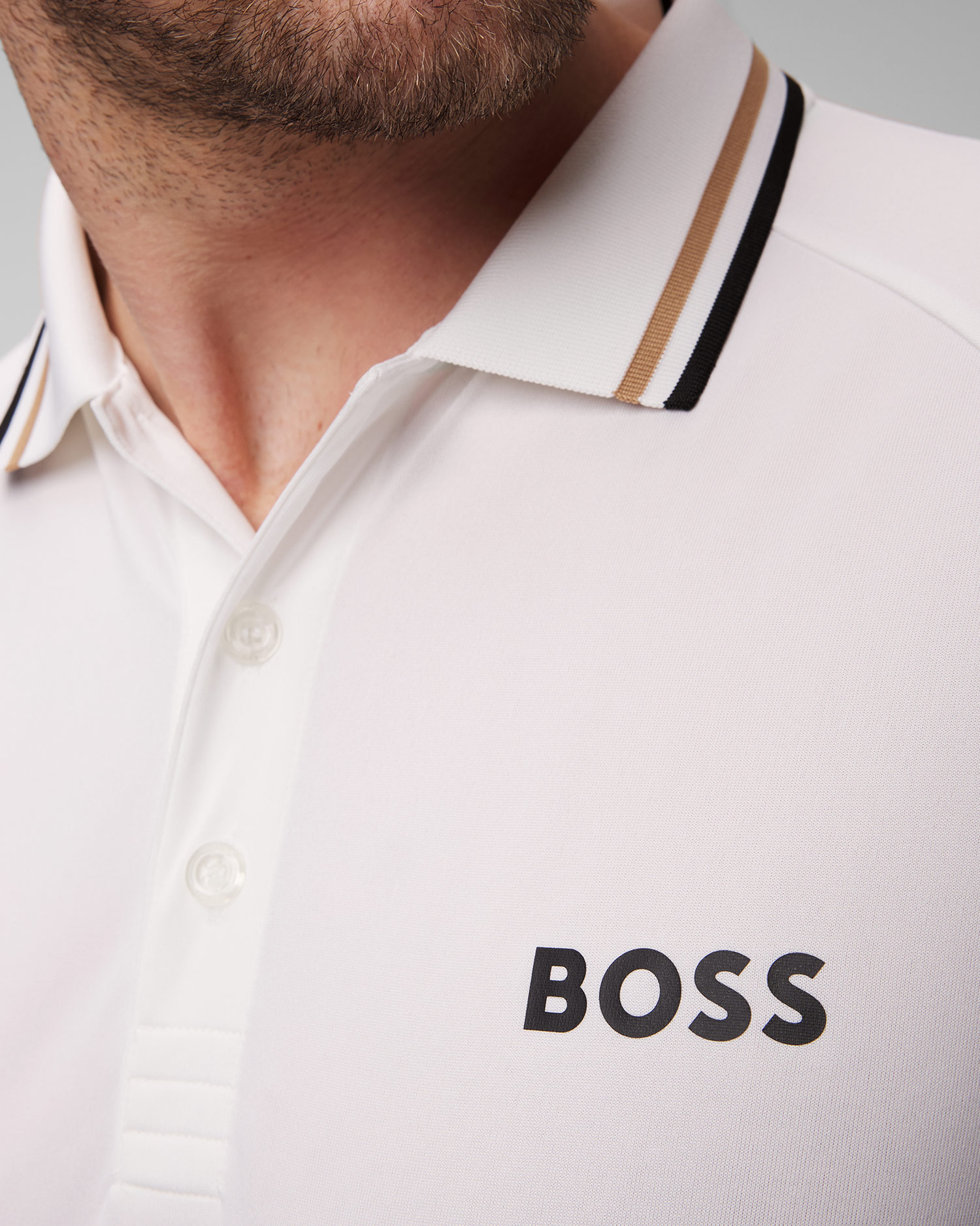 Pánská bílá polokošile BOSS x MATTEO BERRETTINI Patteo