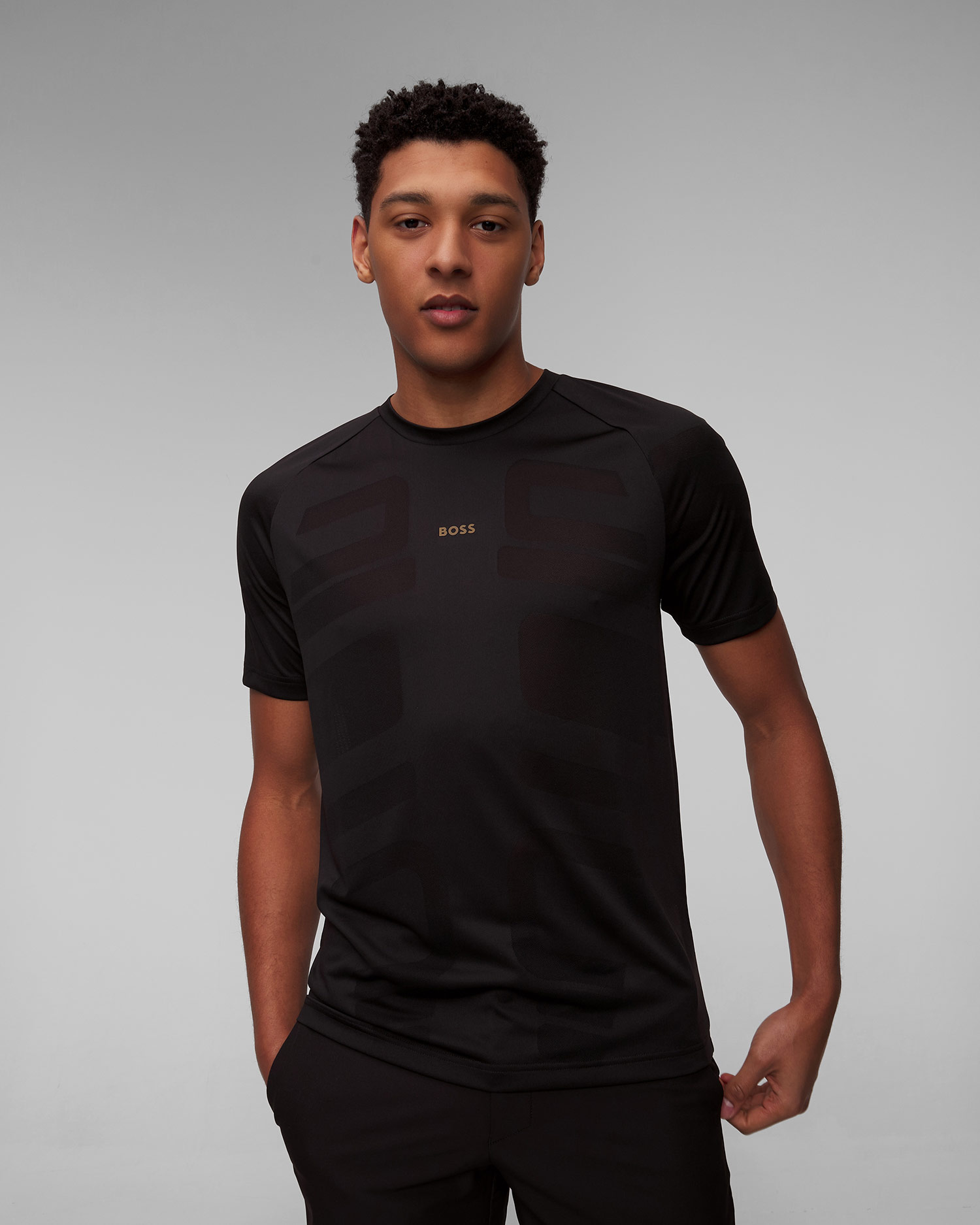 Czarny T-shirt funkcyjny męski Hugo Boss Tariq