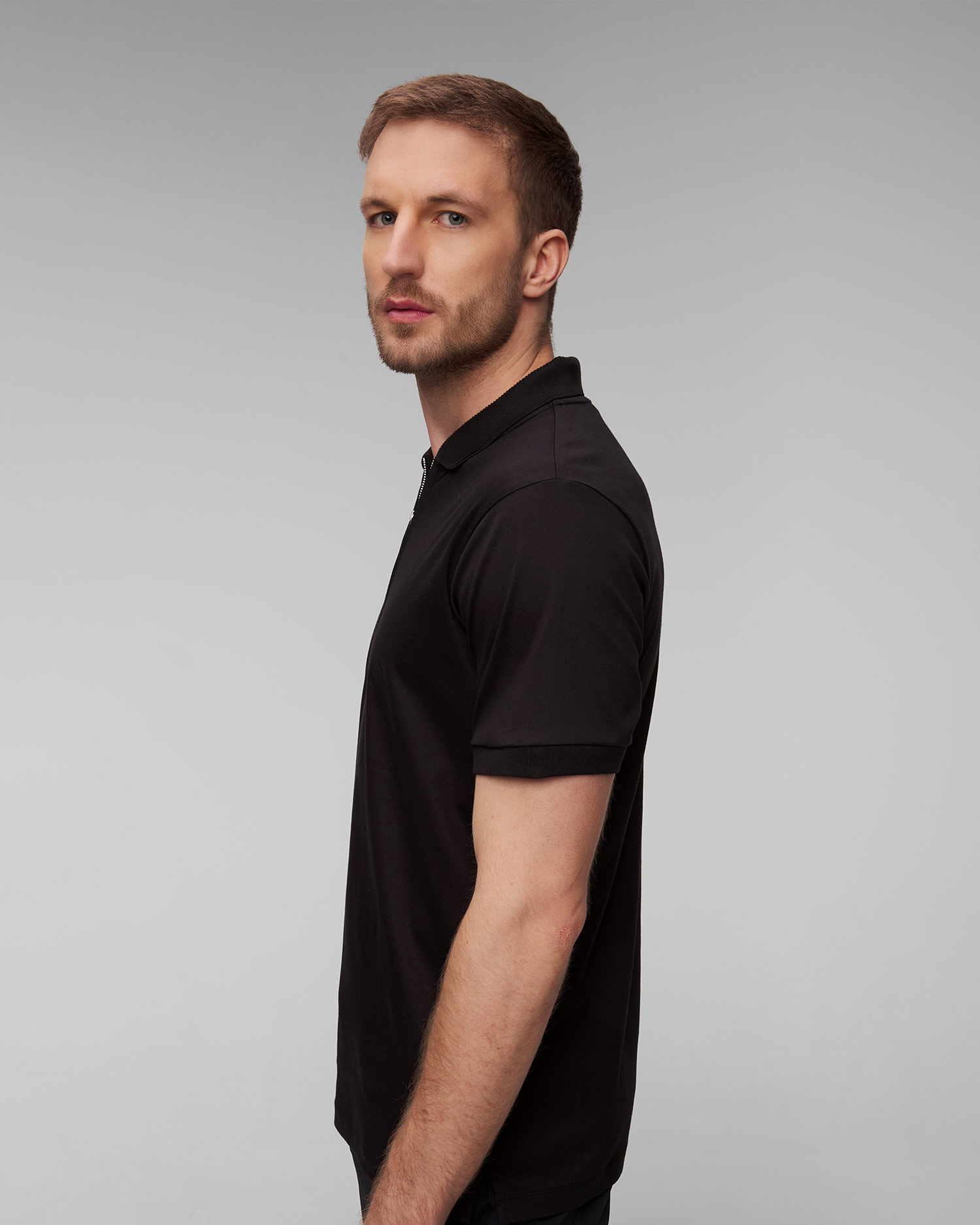 Polo nera da uomo Hugo Boss Polston