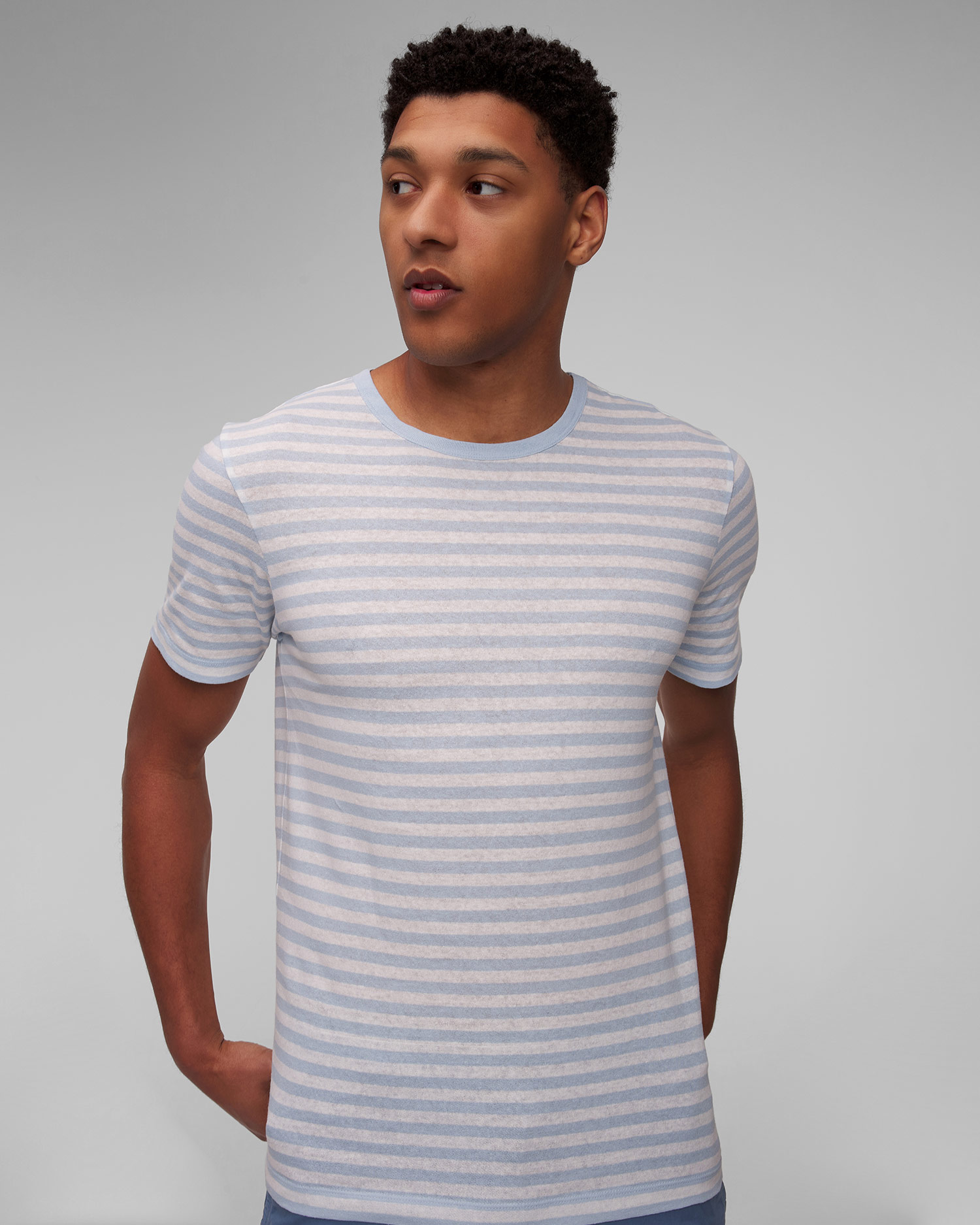 Pánské lněné proužkované tričko Hugo Boss Tiburt