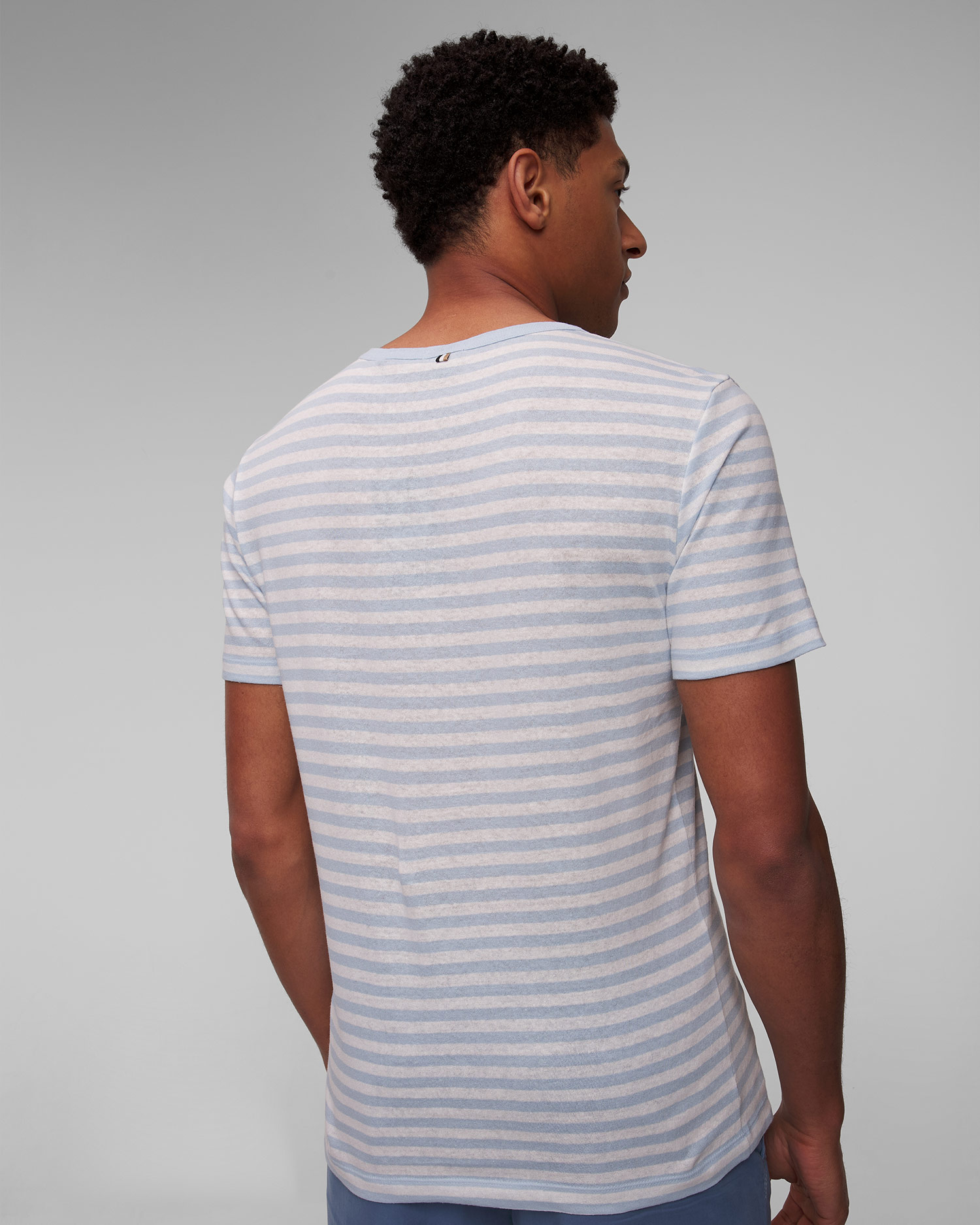 Pánské lněné proužkované tričko Hugo Boss Tiburt