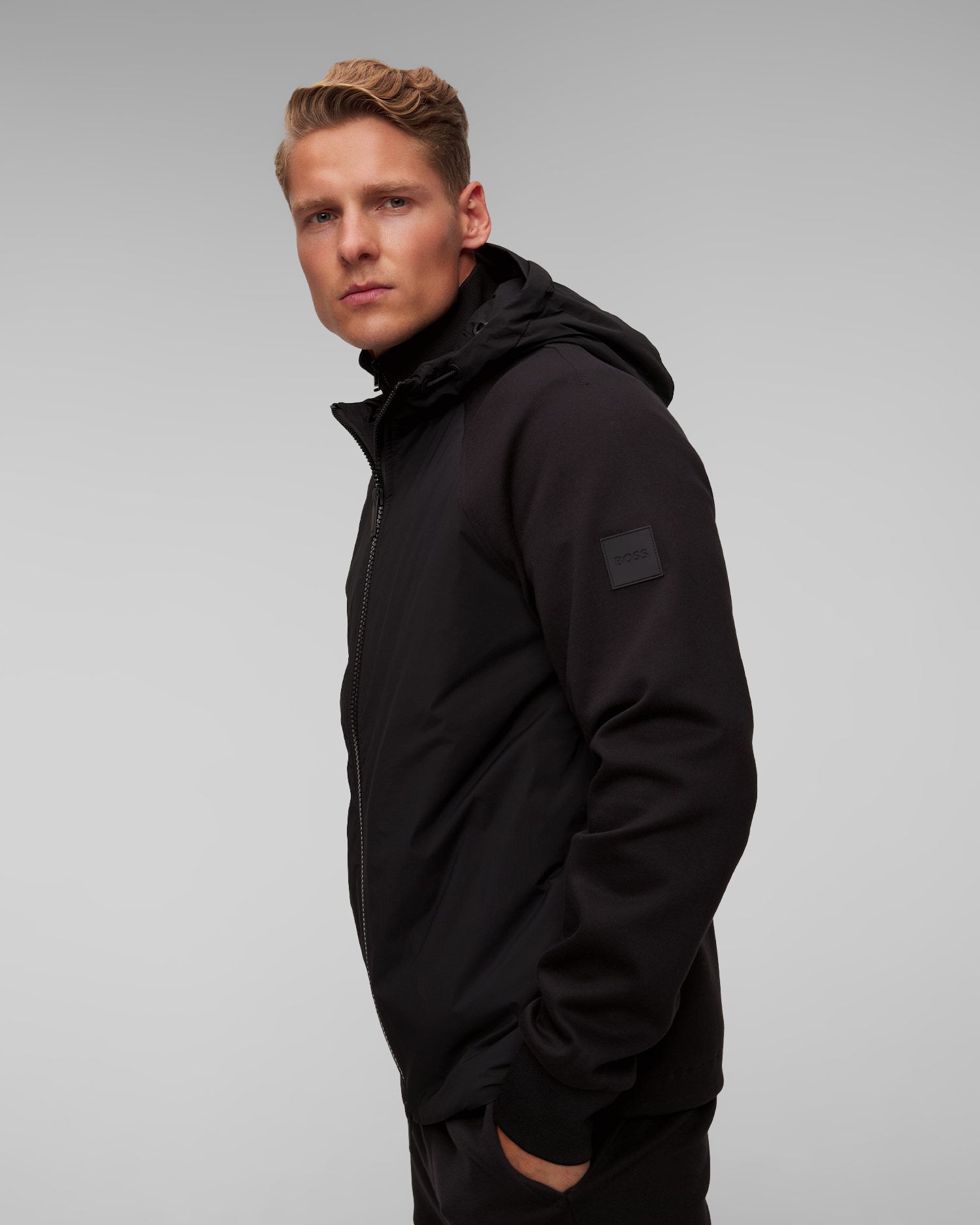 Men's black zip-up sweatshirt Hugo Boss P Steele