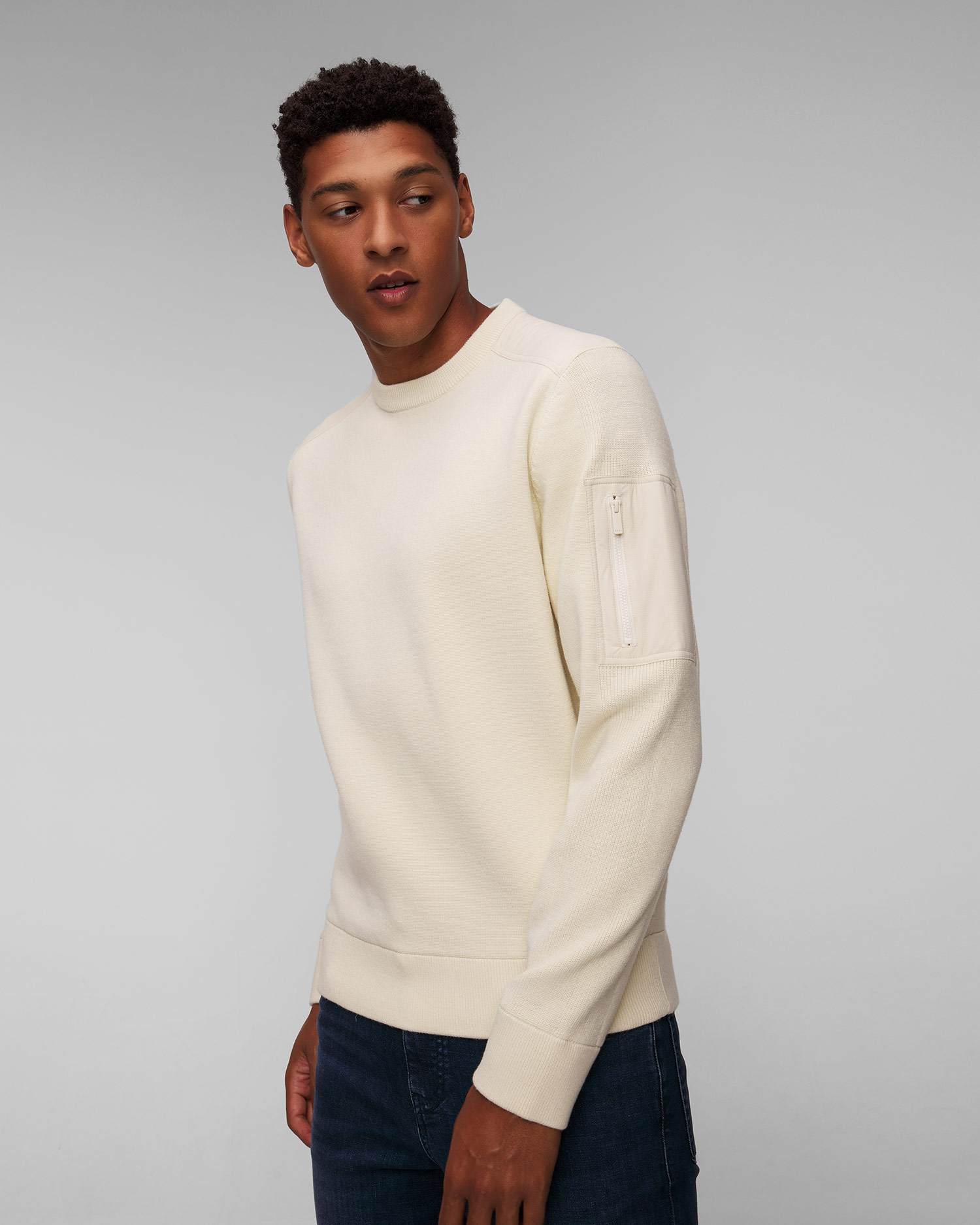 Maglione crema in lana da uomo Hugo Boss P-Diego