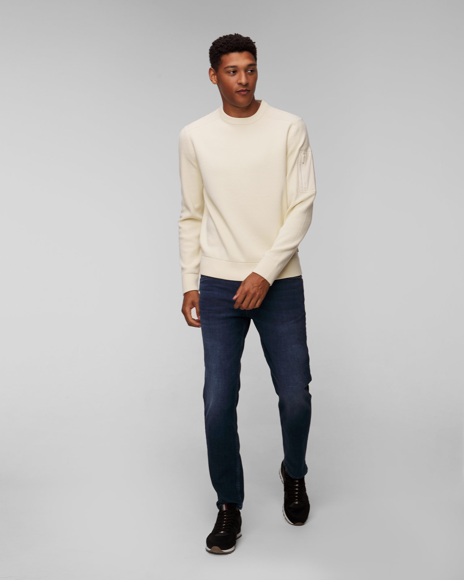 Maglione crema in lana da uomo Hugo Boss P-Diego