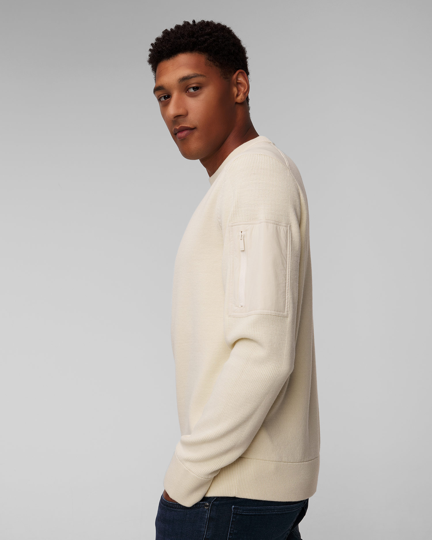 Maglione crema in lana da uomo Hugo Boss P-Diego