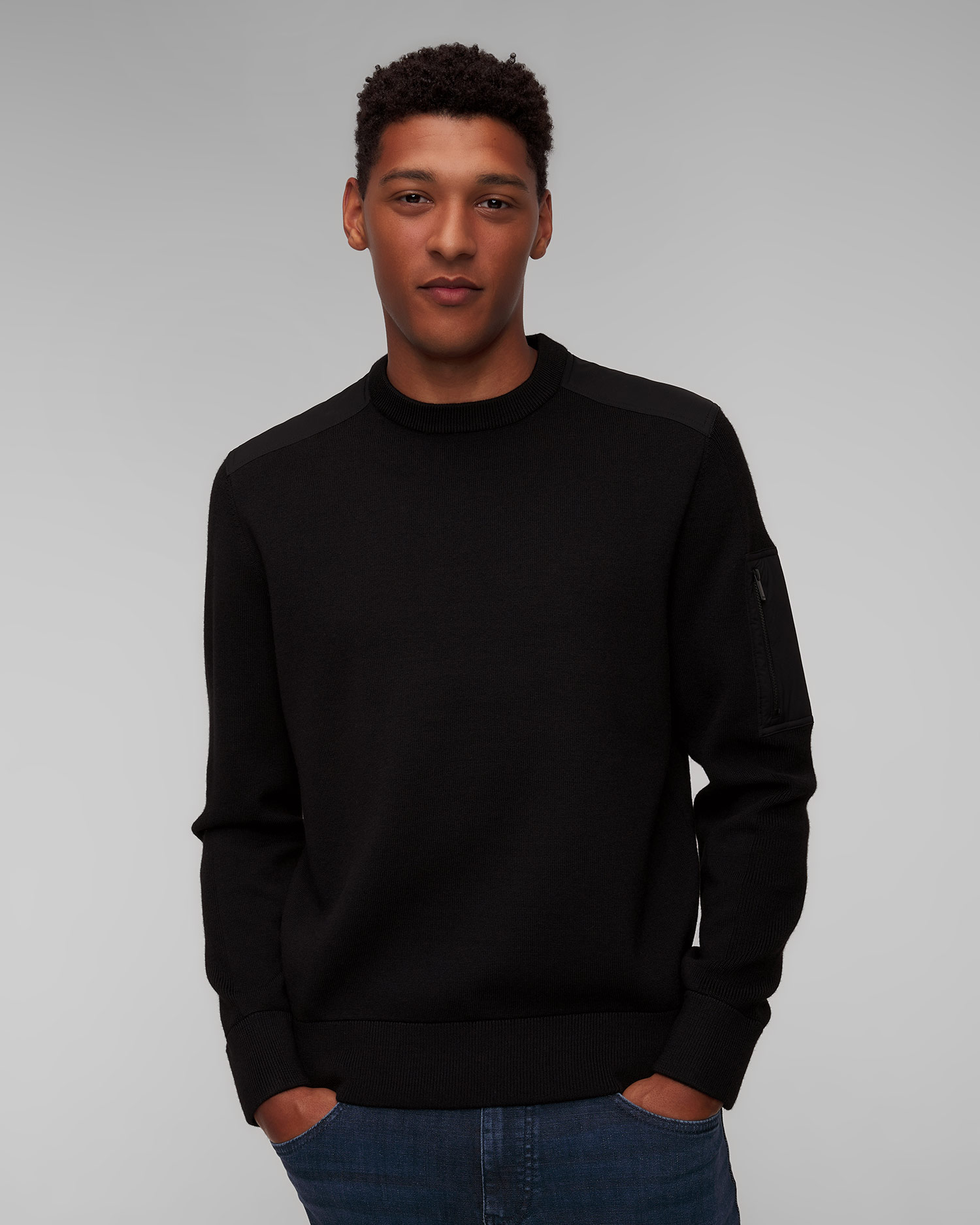 Maglione nero in lana da uomo Hugo Boss P-Diego