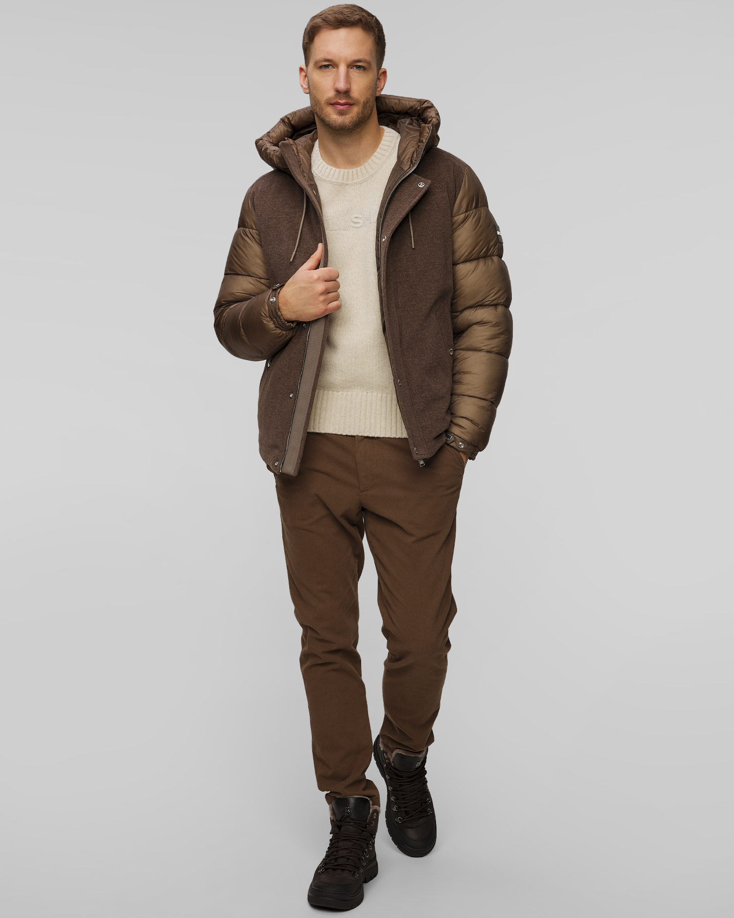 Giacca marrone in lana da uomo Hugo Boss C-Corradeo