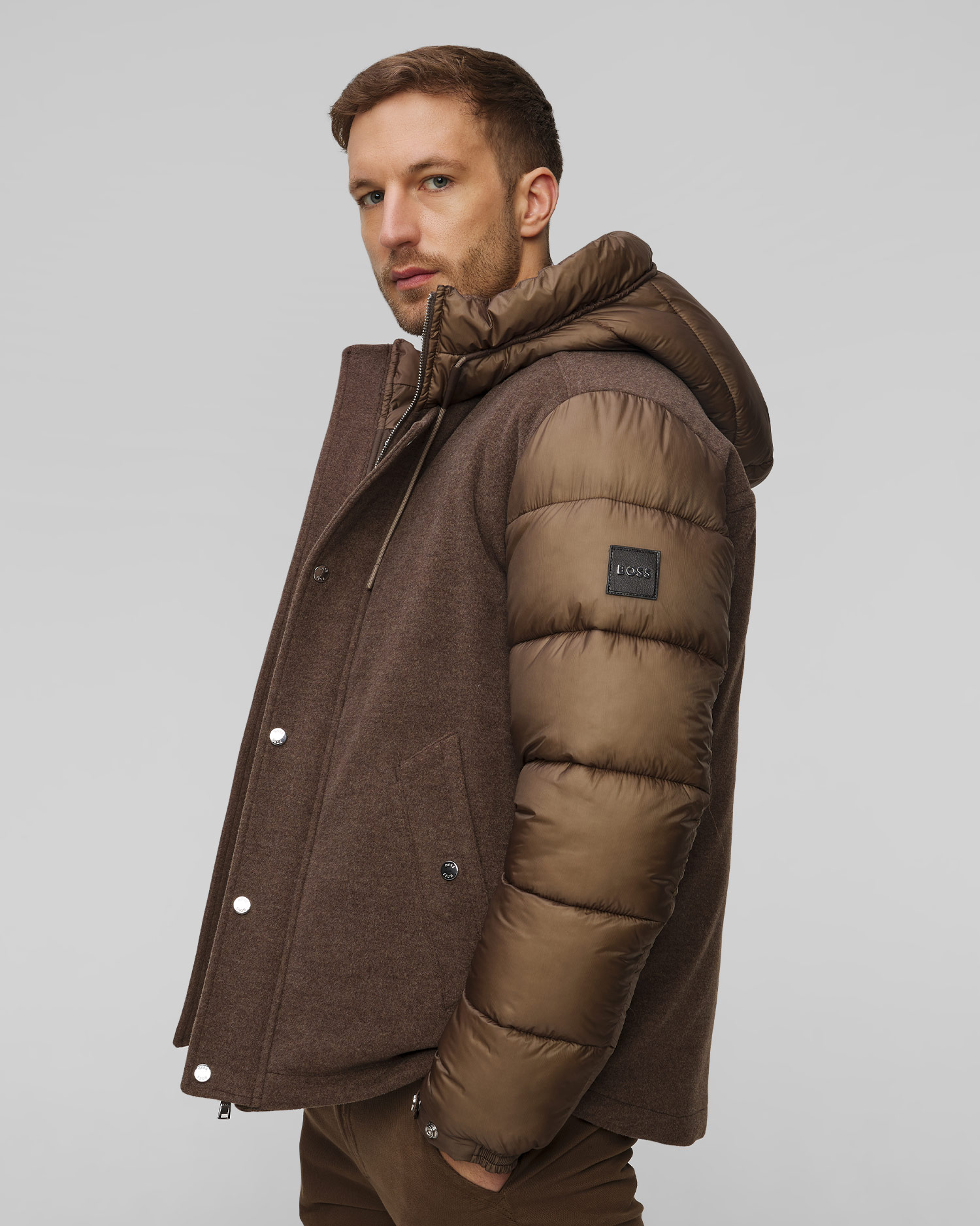 Giacca marrone in lana da uomo Hugo Boss C-Corradeo