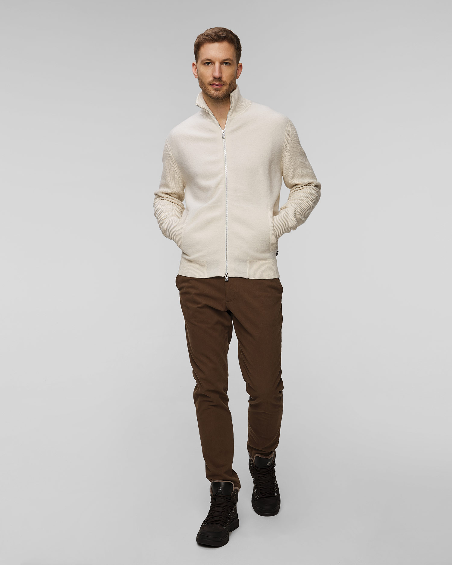 Pánsky béžový vlnený sveter Hugo Boss H-Emeraviglio