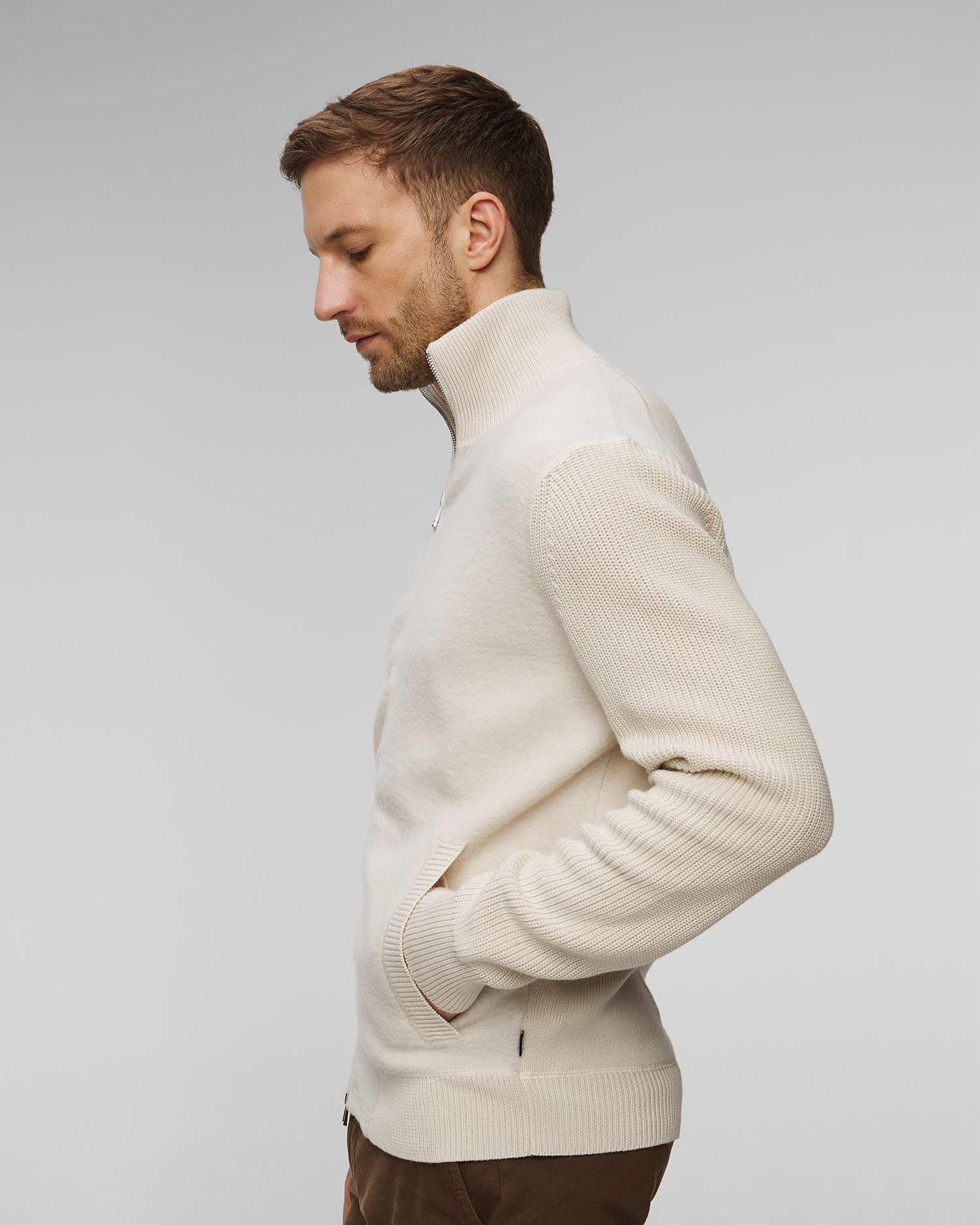Pánsky béžový vlnený sveter Hugo Boss H-Emeraviglio