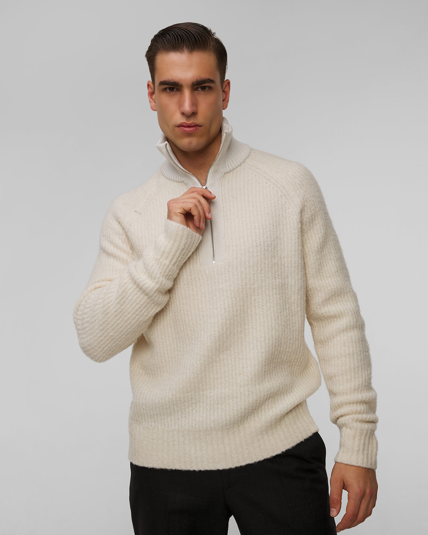 Pull en laine beige pour hommes Hugo Boss C-Ebrezzo, Couleur: Beżowy,Biały