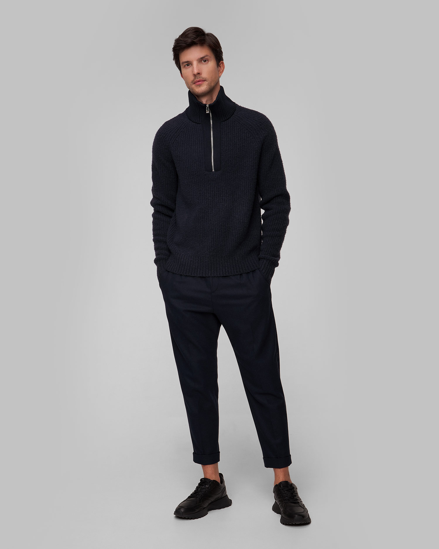 Pull en laine bleu marine pour hommes Hugo Boss C-Ebrezzo