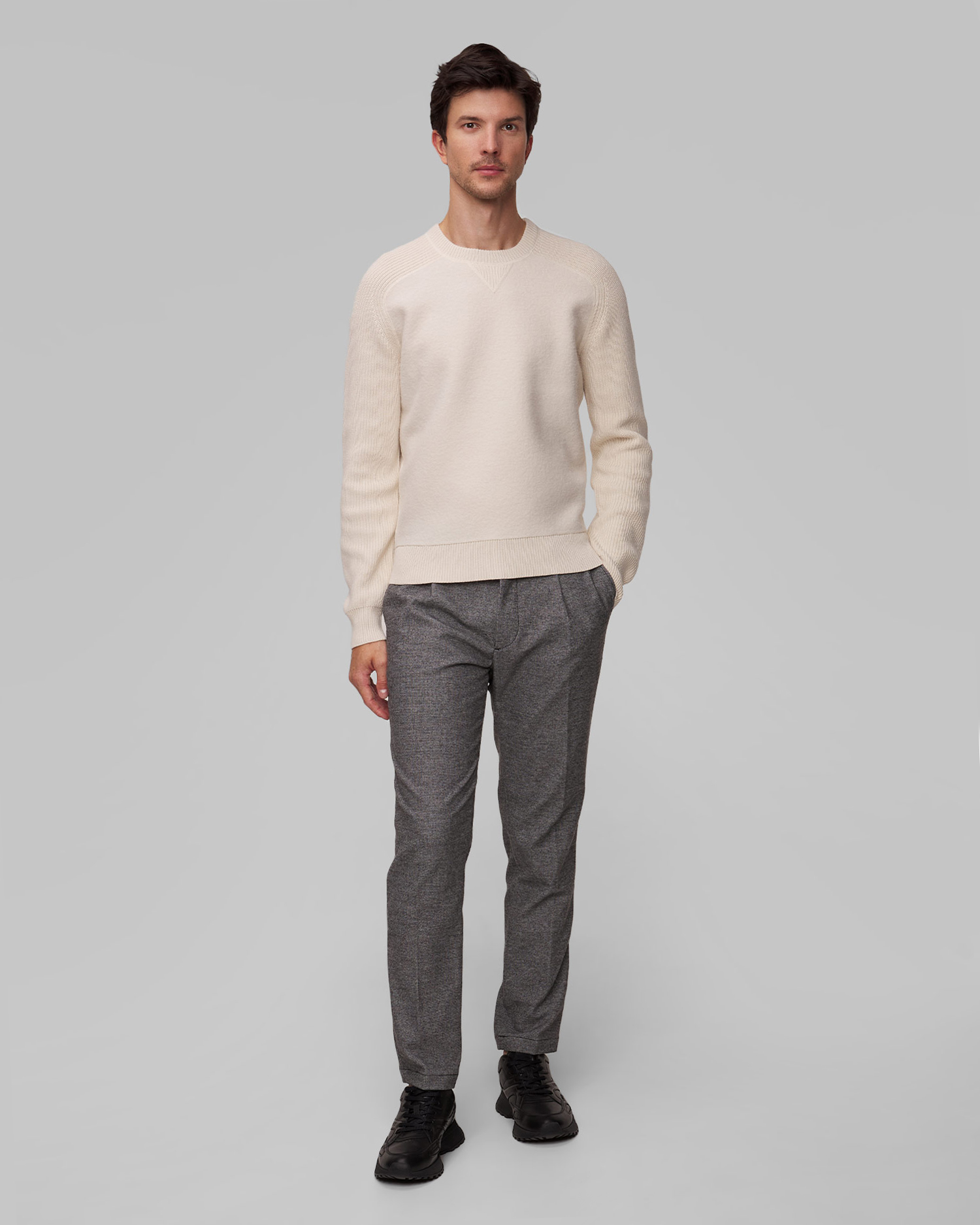 Pull en laine beige pour hommes Hugo Boss H-Ematero
