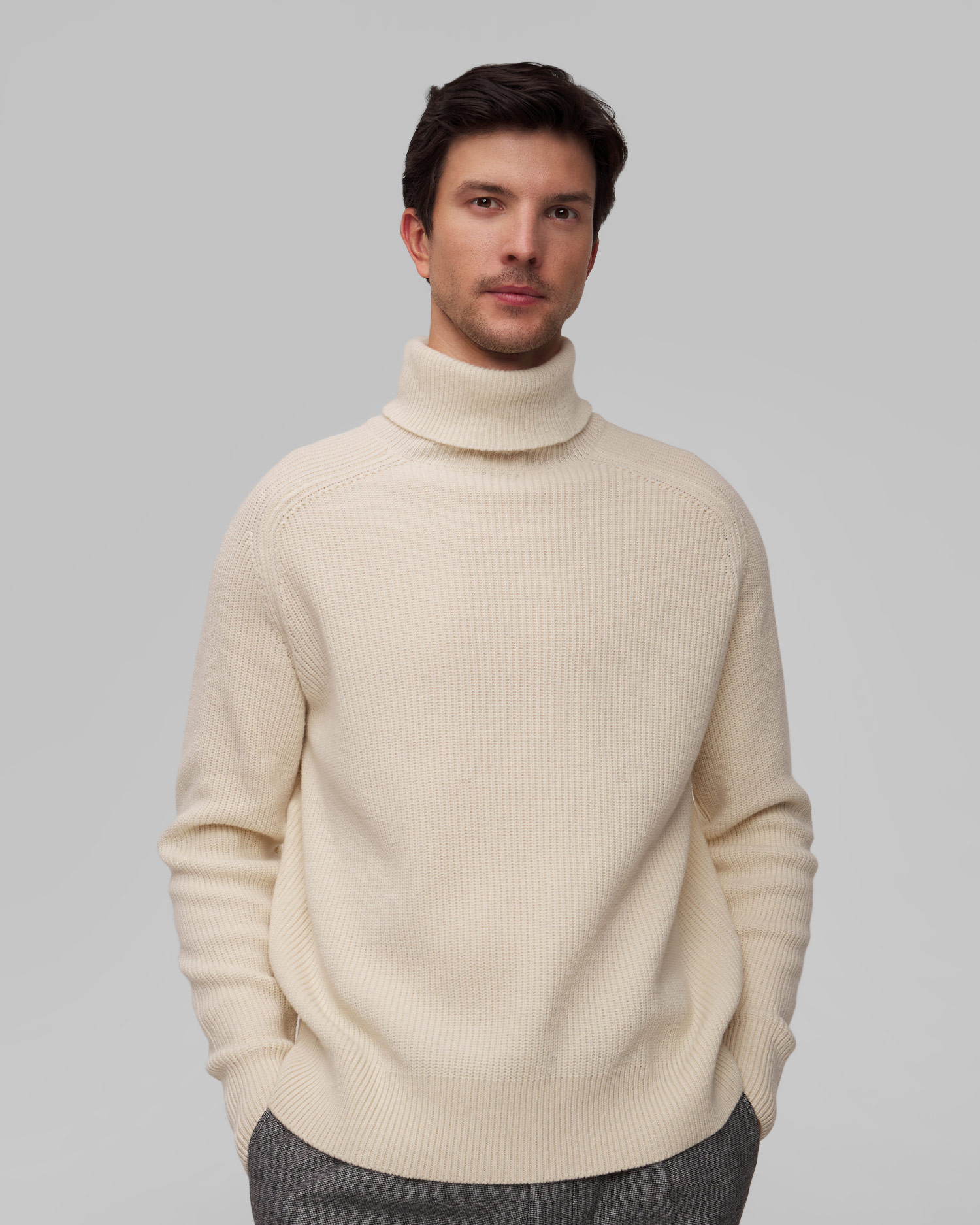 Pull en laine pour hommes Hugo Boss C-Evento, Couleur: Beżowy,Biały