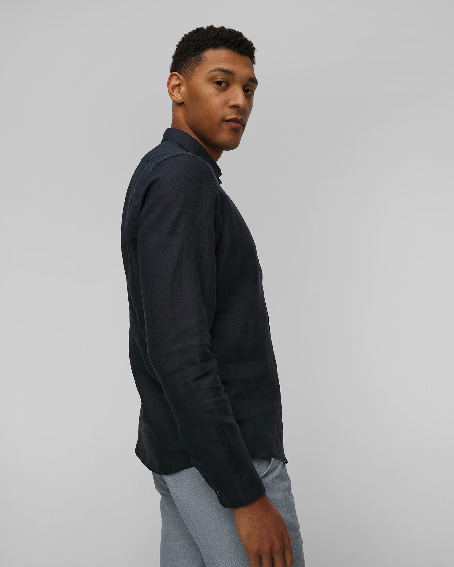 Granatowa koszula lniana męska Hugo Boss C-LIAM-S-BD-C