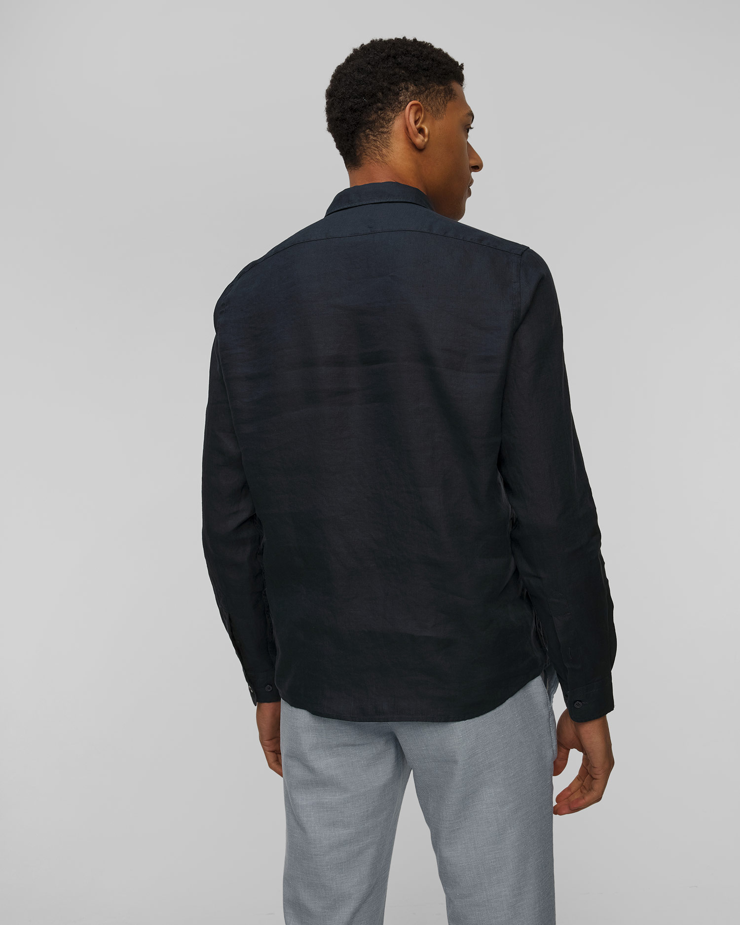 Granatowa koszula lniana męska Hugo Boss C-LIAM-S-BD-C