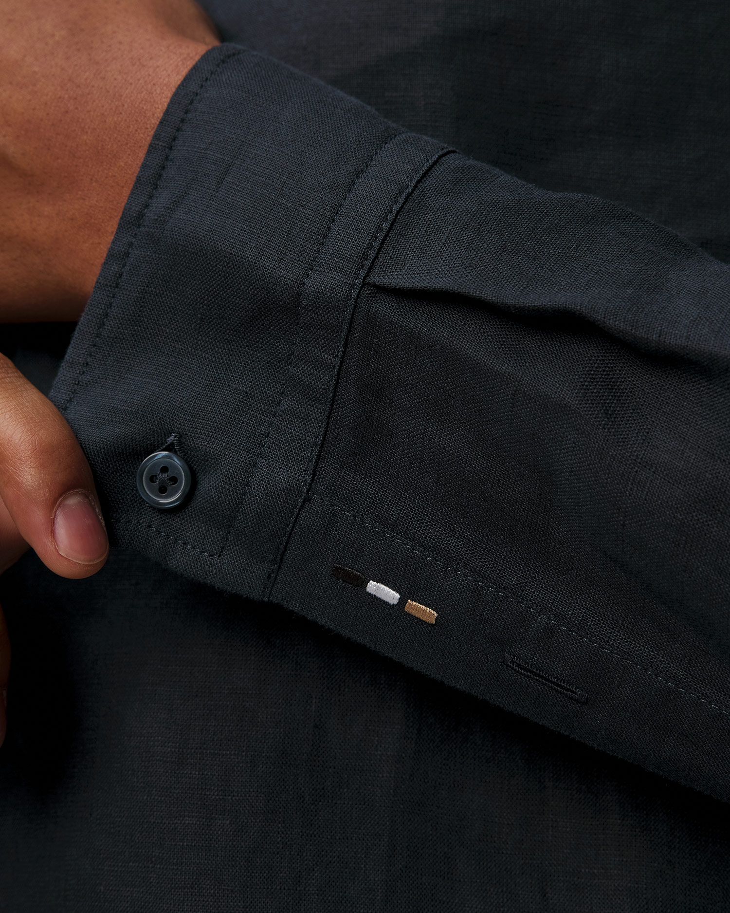 Granatowa koszula lniana męska Hugo Boss C-LIAM-S-BD-C