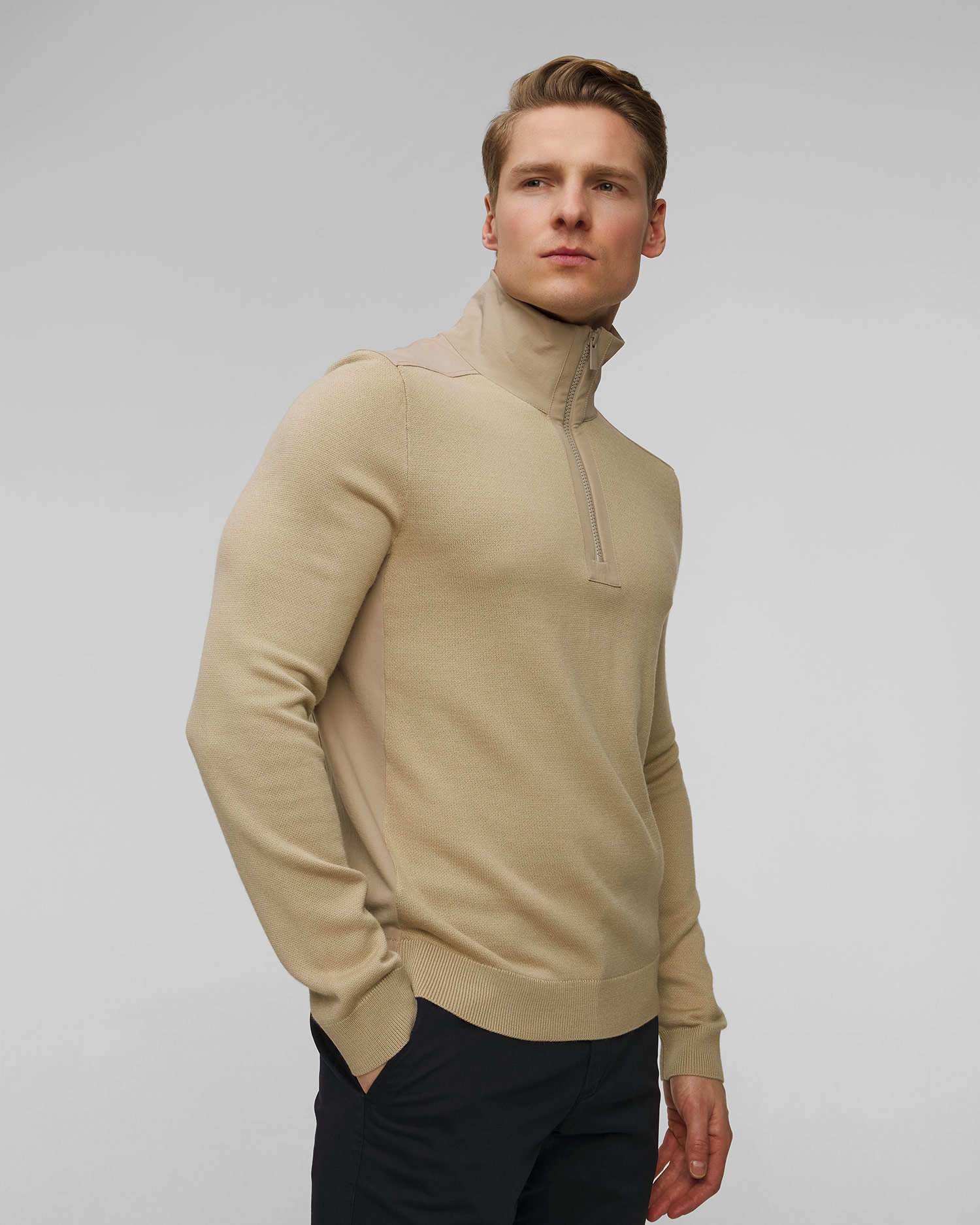 Pánský vlněný svetr Hugo Boss P-Bart v Béžové Barvě