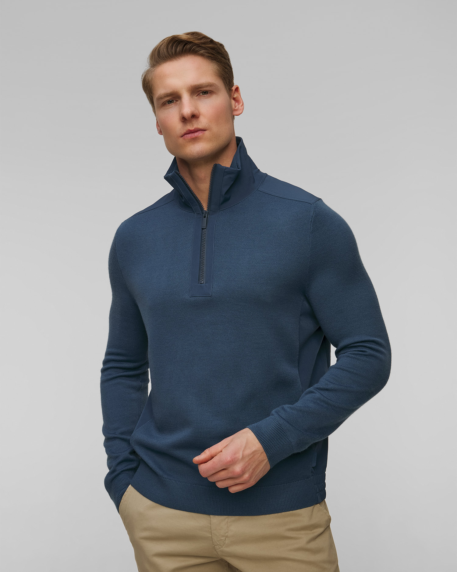 Pánský modrý vlněný svetr Hugo Boss P-Bart