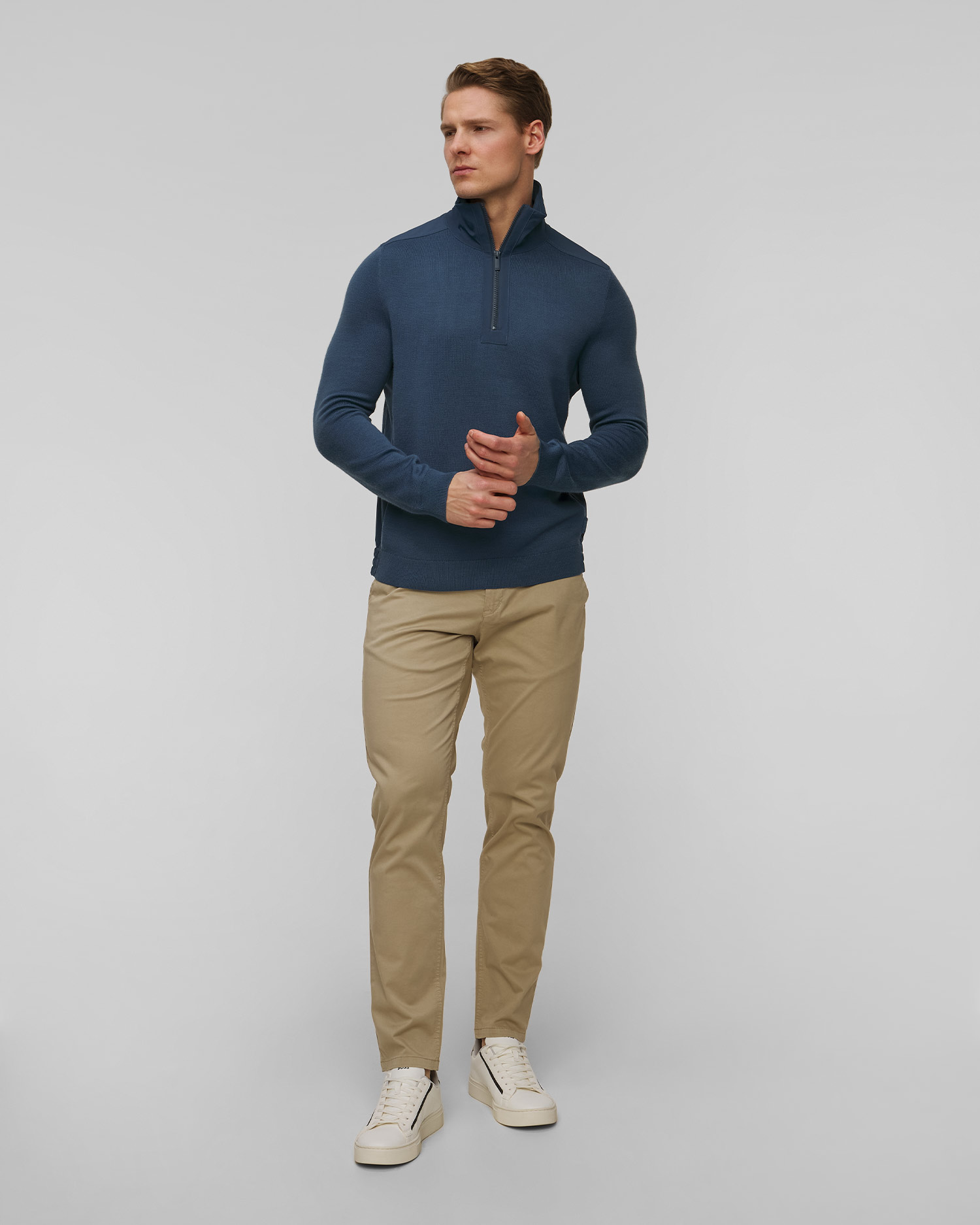 Pánský modrý vlněný svetr Hugo Boss P-Bart