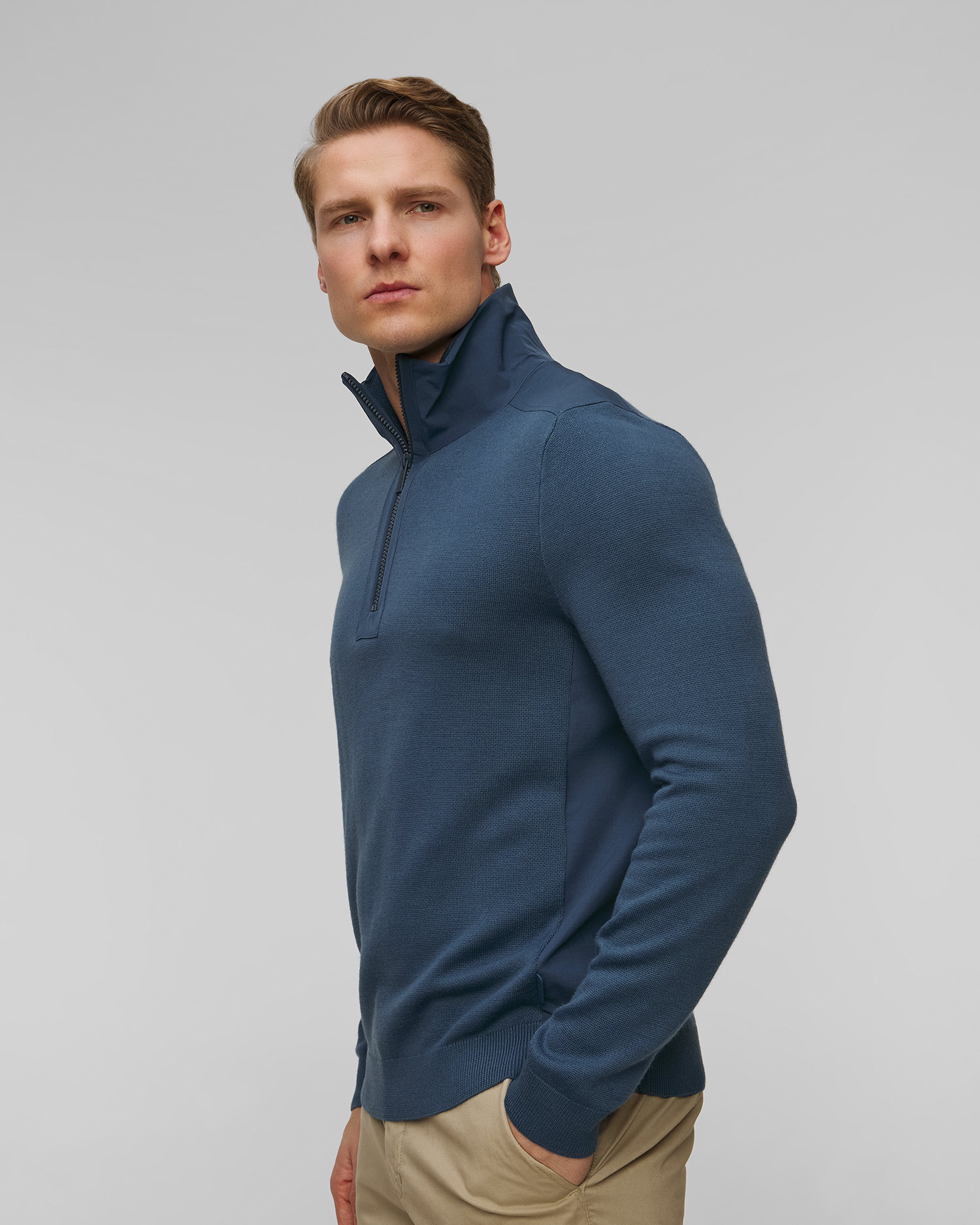 Pánský modrý vlněný svetr Hugo Boss P-Bart