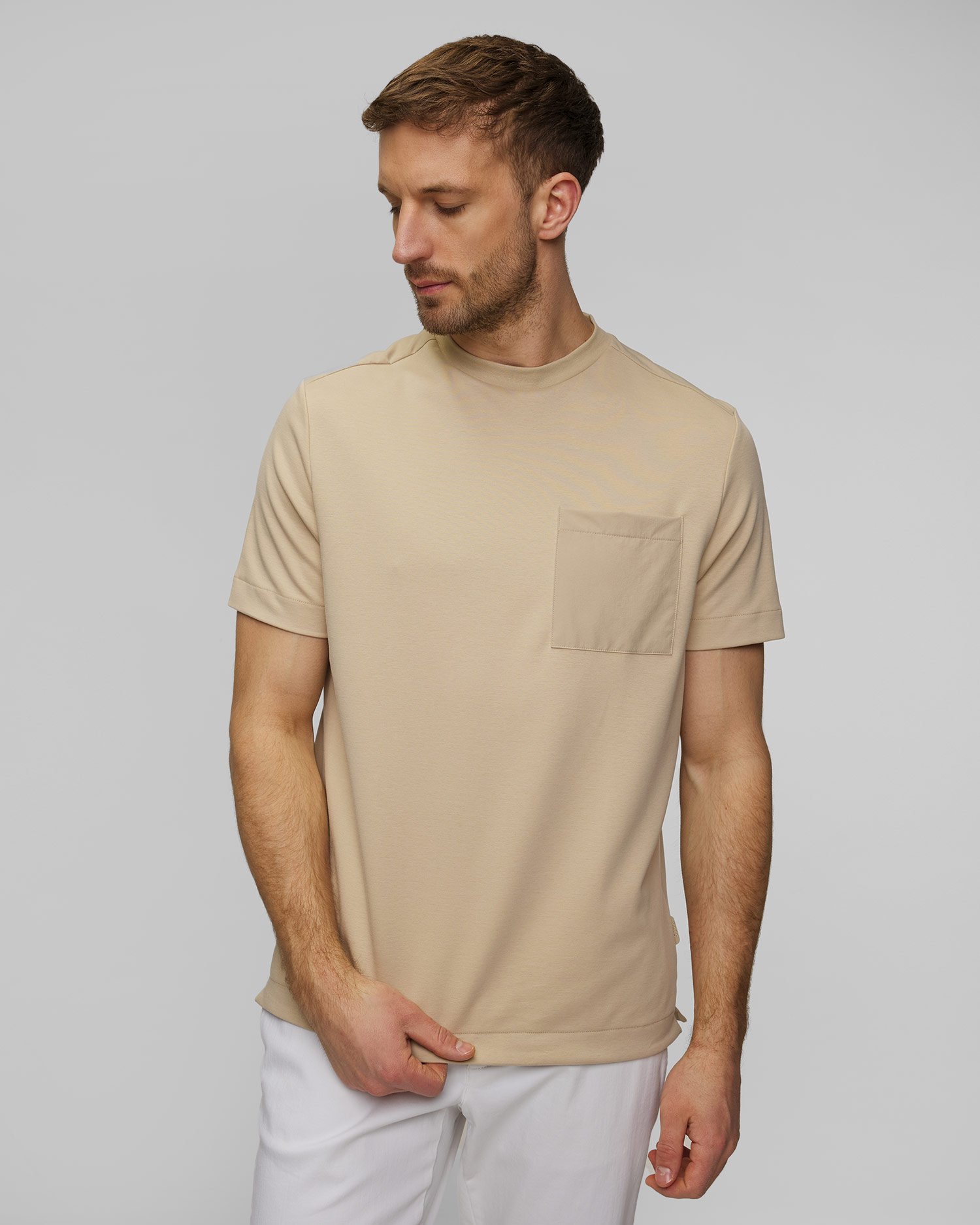 Beige men's T-shirt Hugo Boss P-Taut