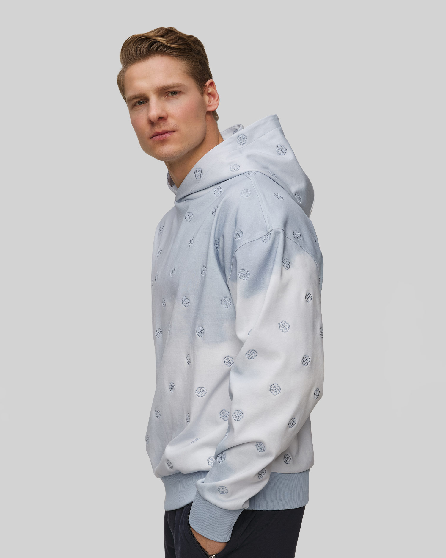 Pánská mikina Hugo Boss C Stevens ve Světle Modrém Barevném Odstínu