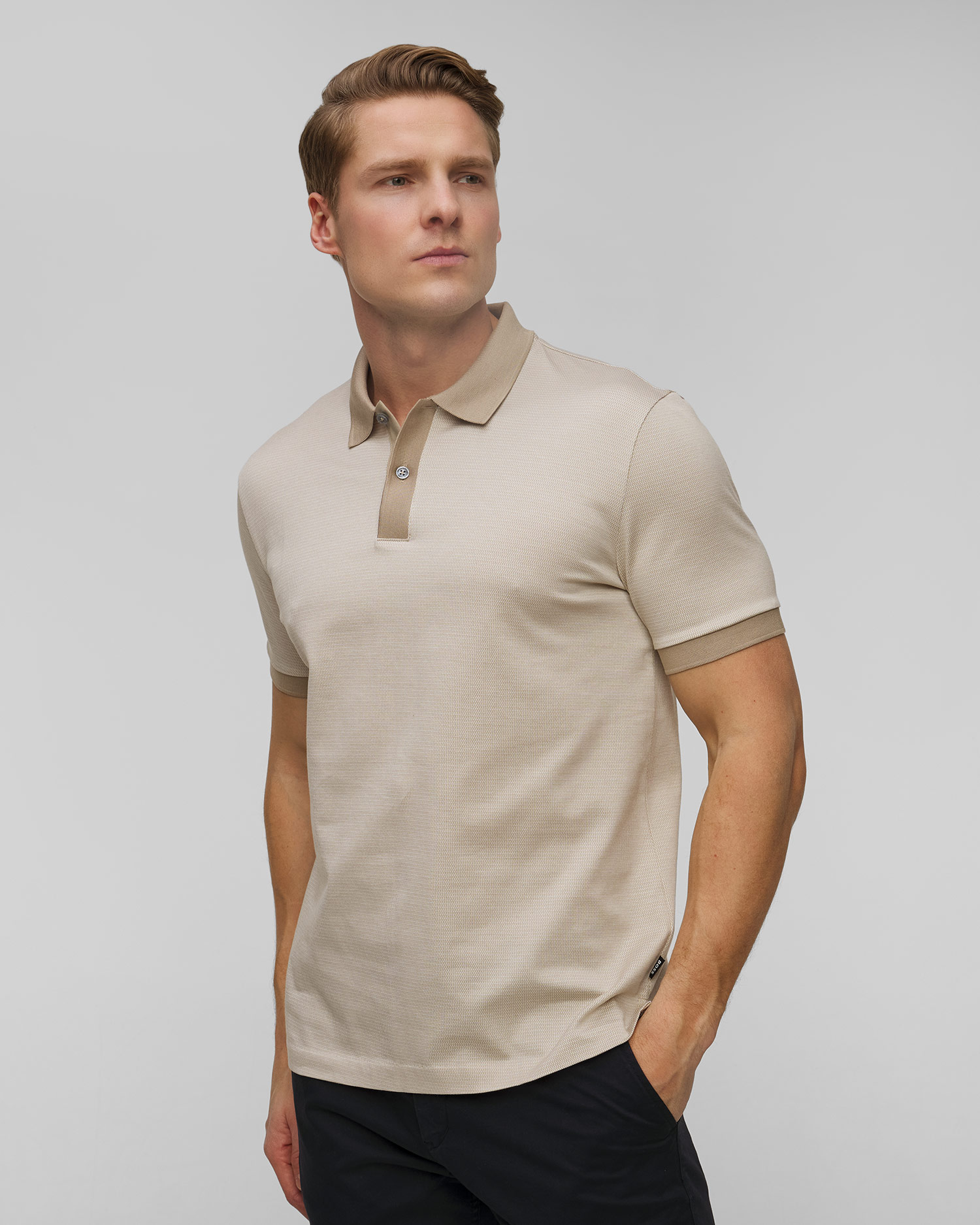 Pánské polo Hugo Boss H-Parlay v Béžové Barvě
