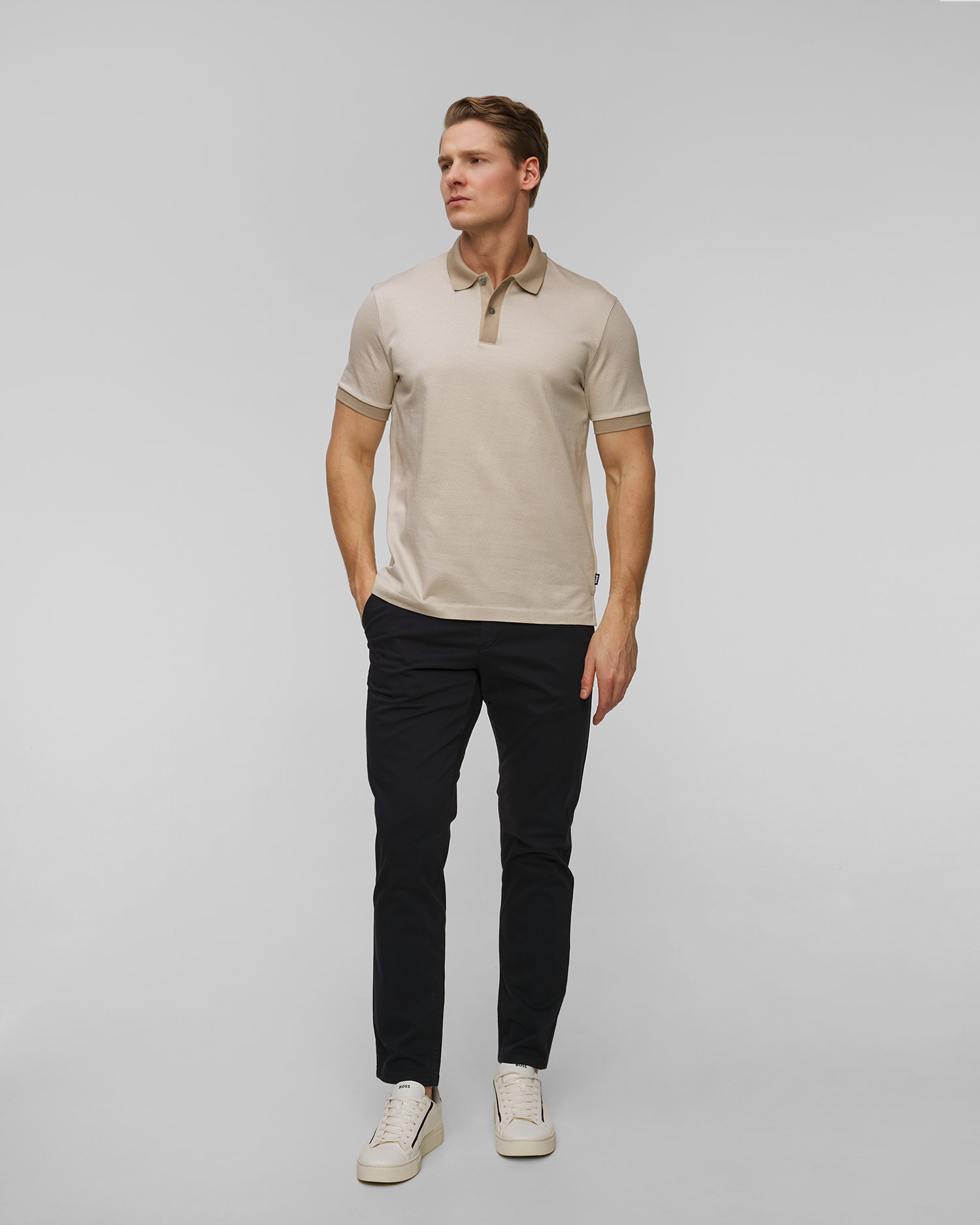 Pánské polo Hugo Boss H-Parlay v Béžové Barvě