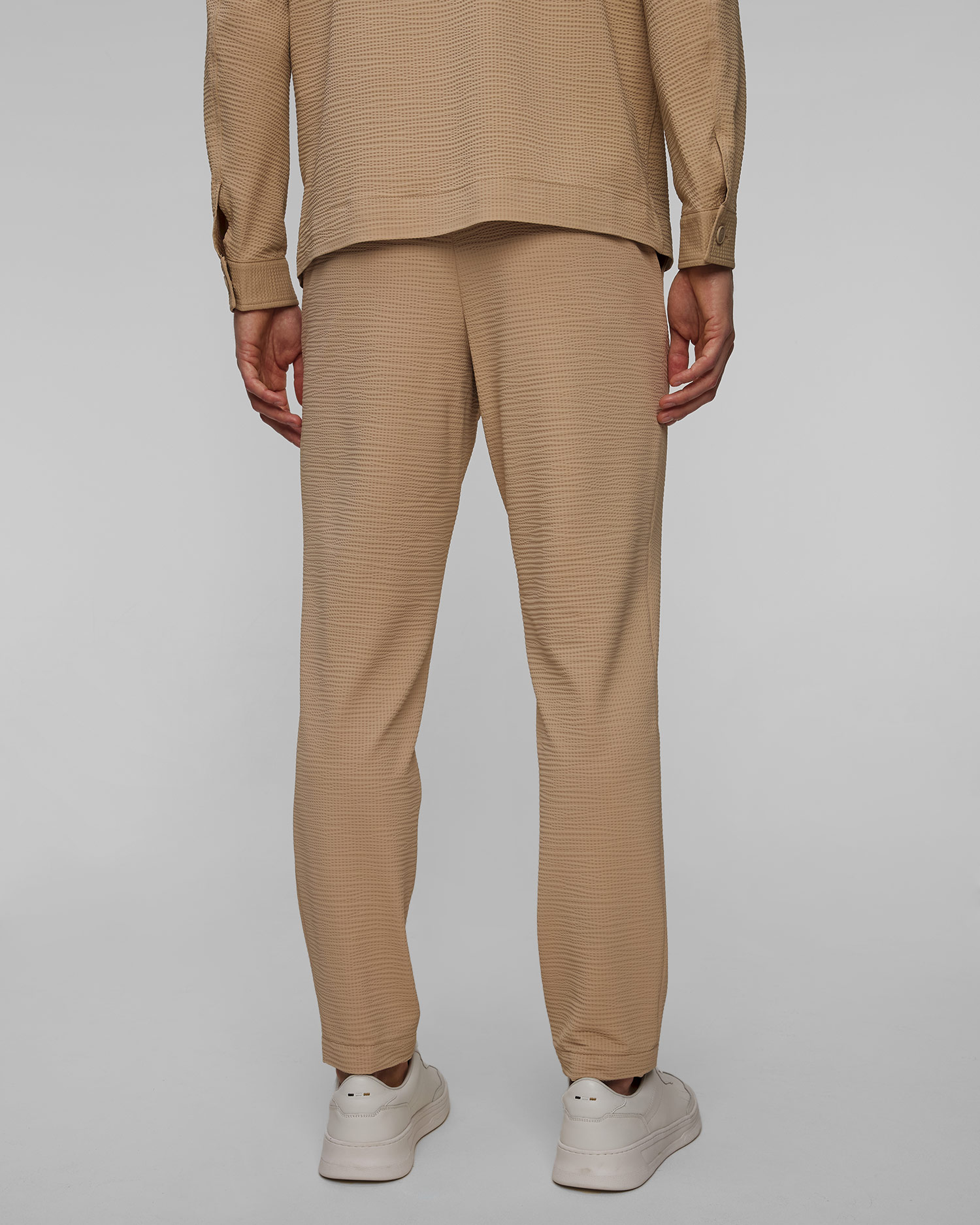 Pantaloni din crep bej pentru bărbați Hugo Boss P Perin 